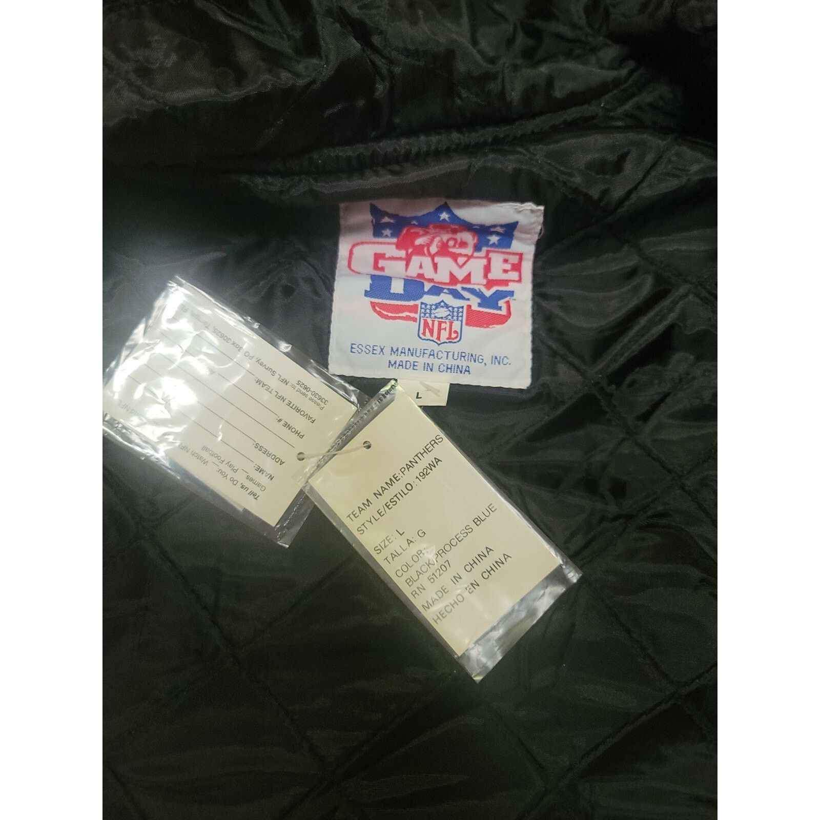 NFL VTG NFL Carolina Panthers Game Day Jacket Sz L ESSEX MFG Size US L / EU 52-54 / 3 - 7 Thumbnail