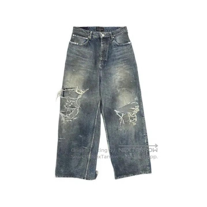 Balenciaga Balenciaga Distressed Blue Wide-Leg Jeans for All. Size US 26 / EU 42 - 2 Thumbnail