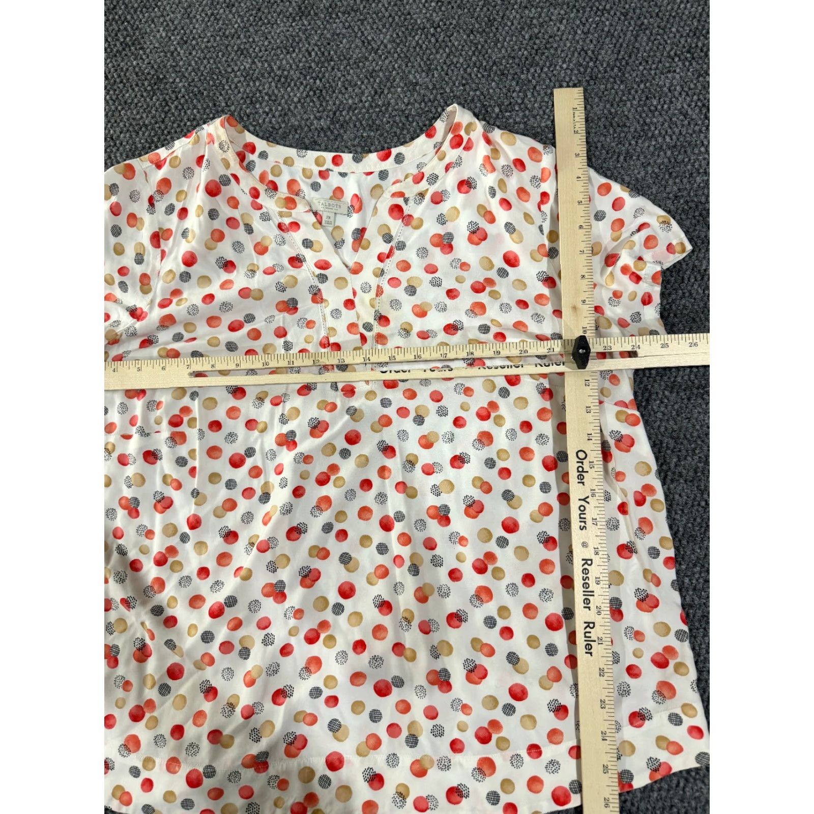 Talbots Talbots Blouse Womens 2X Red Polka Dot Lightweight Casual Top Long Sleeve Rayon Machine Washable Vintage No Size XXL / US 16-18 / IT 52-54 - 5 Thumbnail