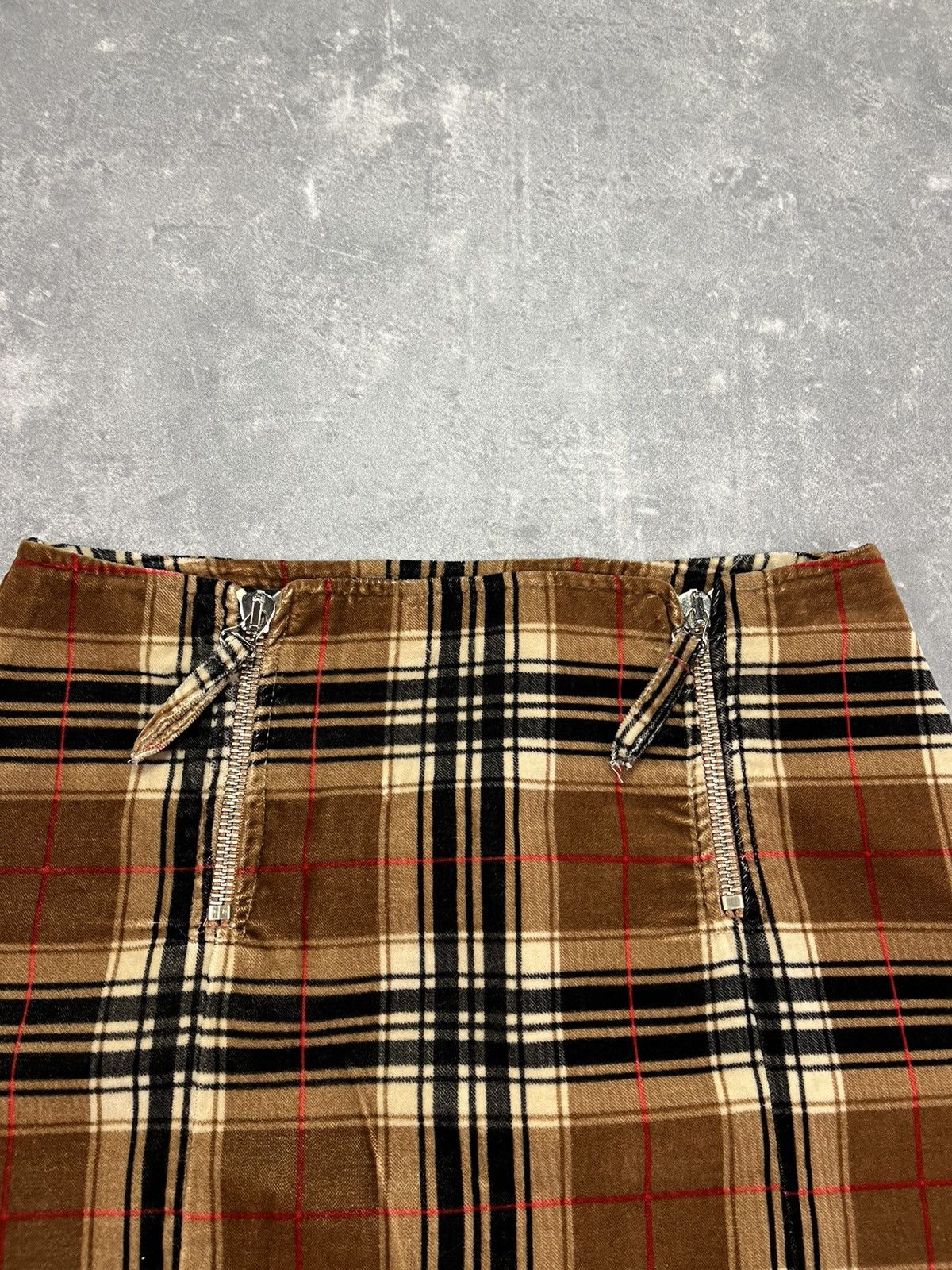 Jean Paul Gaultier 00s Jean Paul Gaultier Double Zipper Checkered Velvet Skirt Size 28" / US 6 / IT 42 - 5 Thumbnail