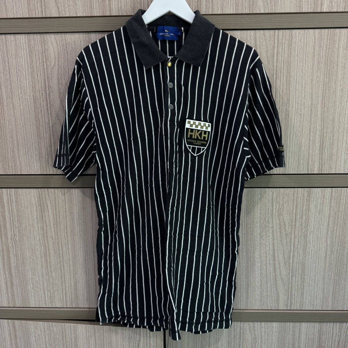 Hiroko Koshino Homme Hiroko Koshino Textured Stripes Polo Shirt Size US M / EU 48-50 / 2 - 1 Thumbnail