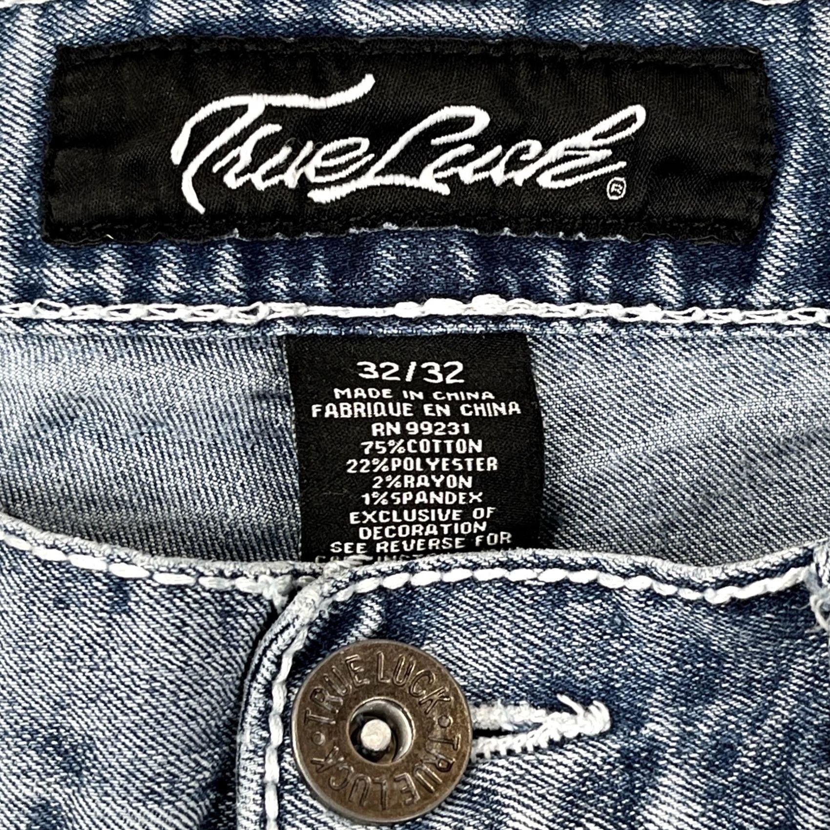 Denime True Luck Jeans Men's 34x30 Jeans Denim Denim Blue 5-Pocket Western Cowboy Straight Regular 34x30 Mens Pants Jeans Size US 34 / EU 50 - 2 Thumbnail