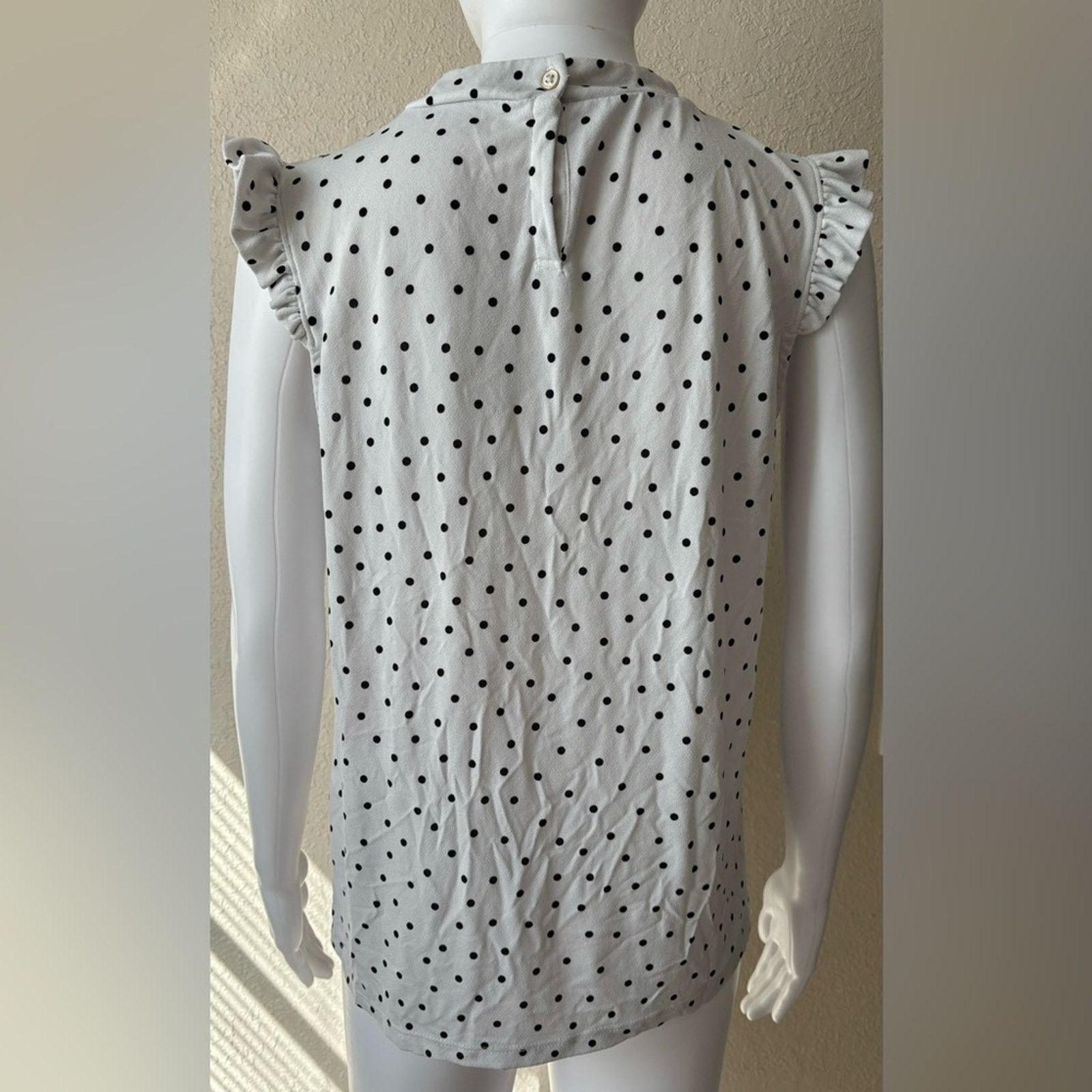 Adrianna Papell Adrianna Papell | Gray Polka Dot Ruffle Blouse | Small Size S / US 4 / IT 40 - 2 Thumbnail