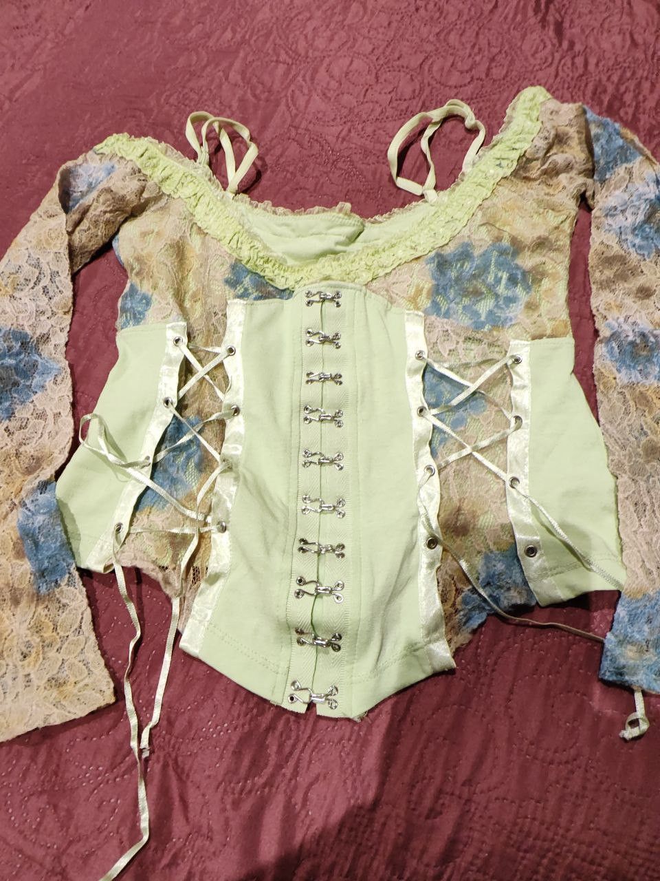 Japanese Brand y2k romance fairycore pastel lace blouse sz XS like corset Size XS / US 0-2 / IT 36-38 - 4 Thumbnail