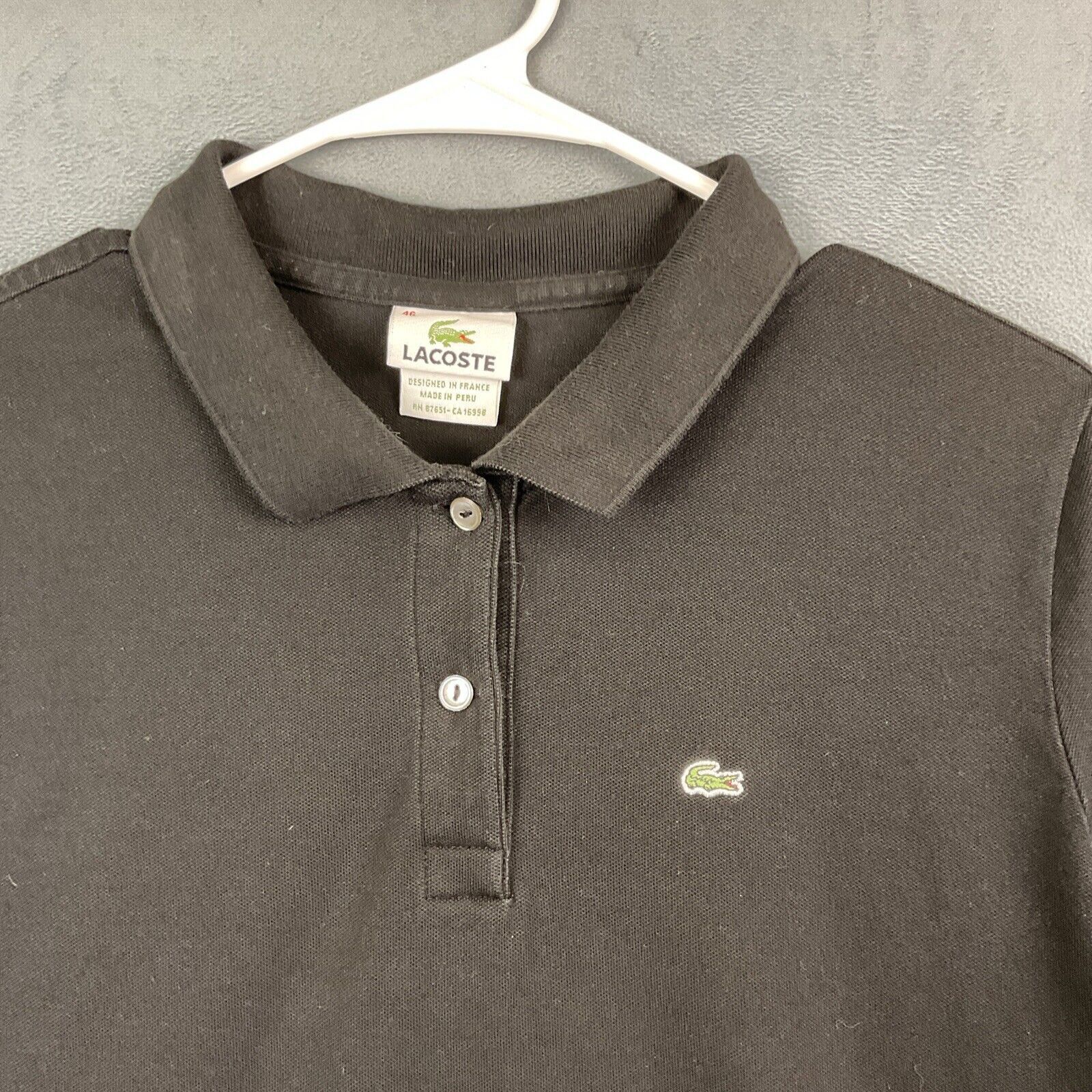 Lacoste LACOSTE Womens Polo Shirt Size 46 XL Black Cotton Embroider Size XL / US 12-14 / IT 48-50 - 5 Thumbnail