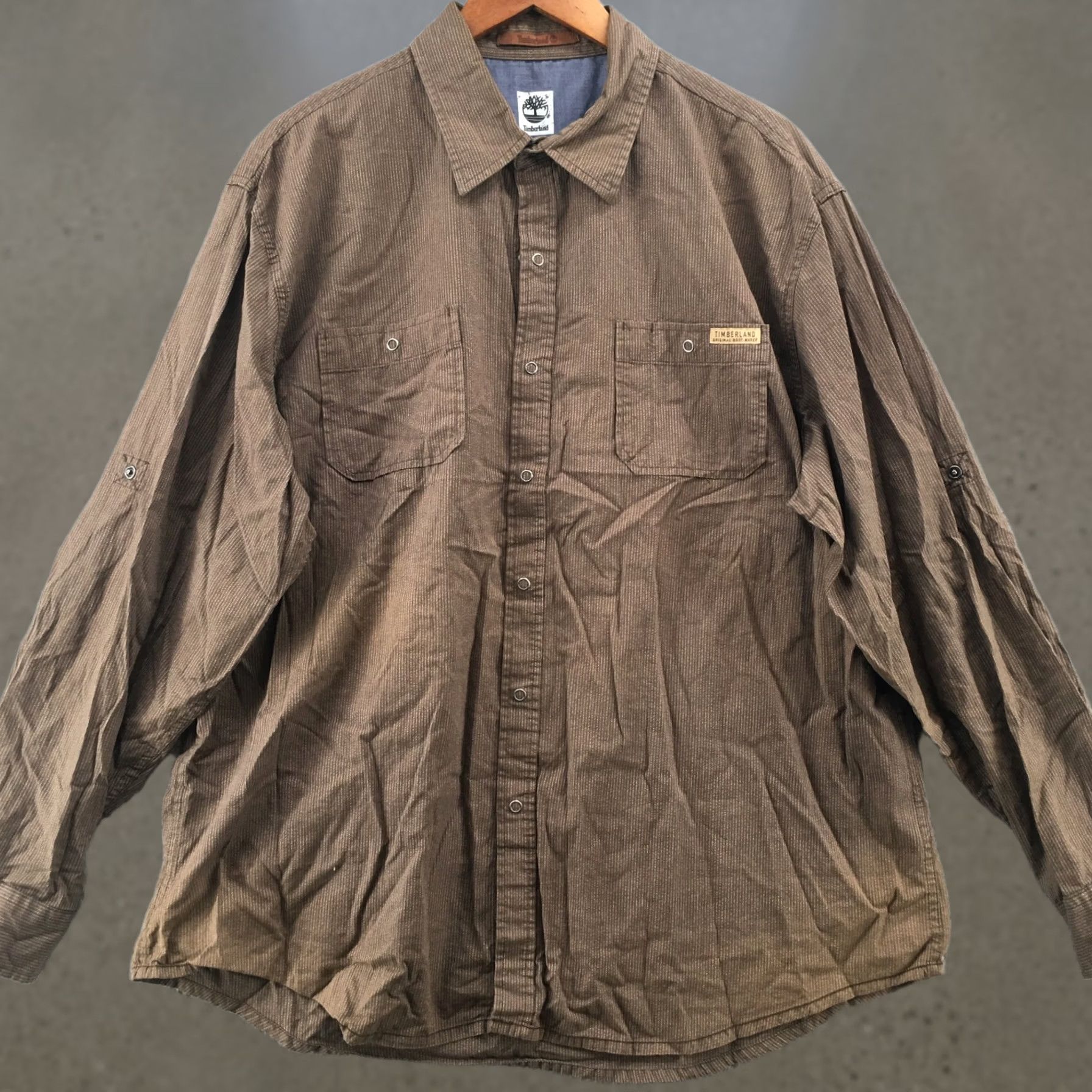 Timberland Timberland Button-Up Dress Shirt Mens XL Brown Cotton Collared Long Sleeves Size 46R - 1 Thumbnail