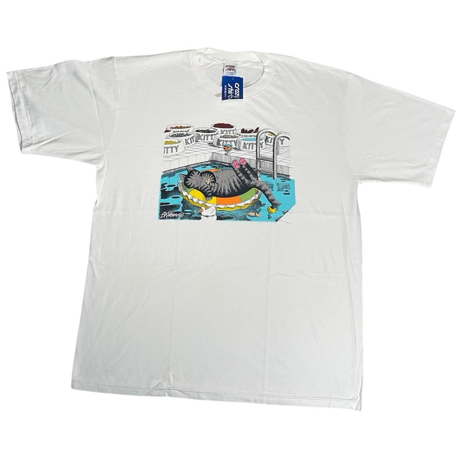 Vintage 90s NWT B. Kliban Cat Crazy Shirts Swimming Pool T-Shirt XL Size US XL / EU 56 / 4 - 1 Thumbnail