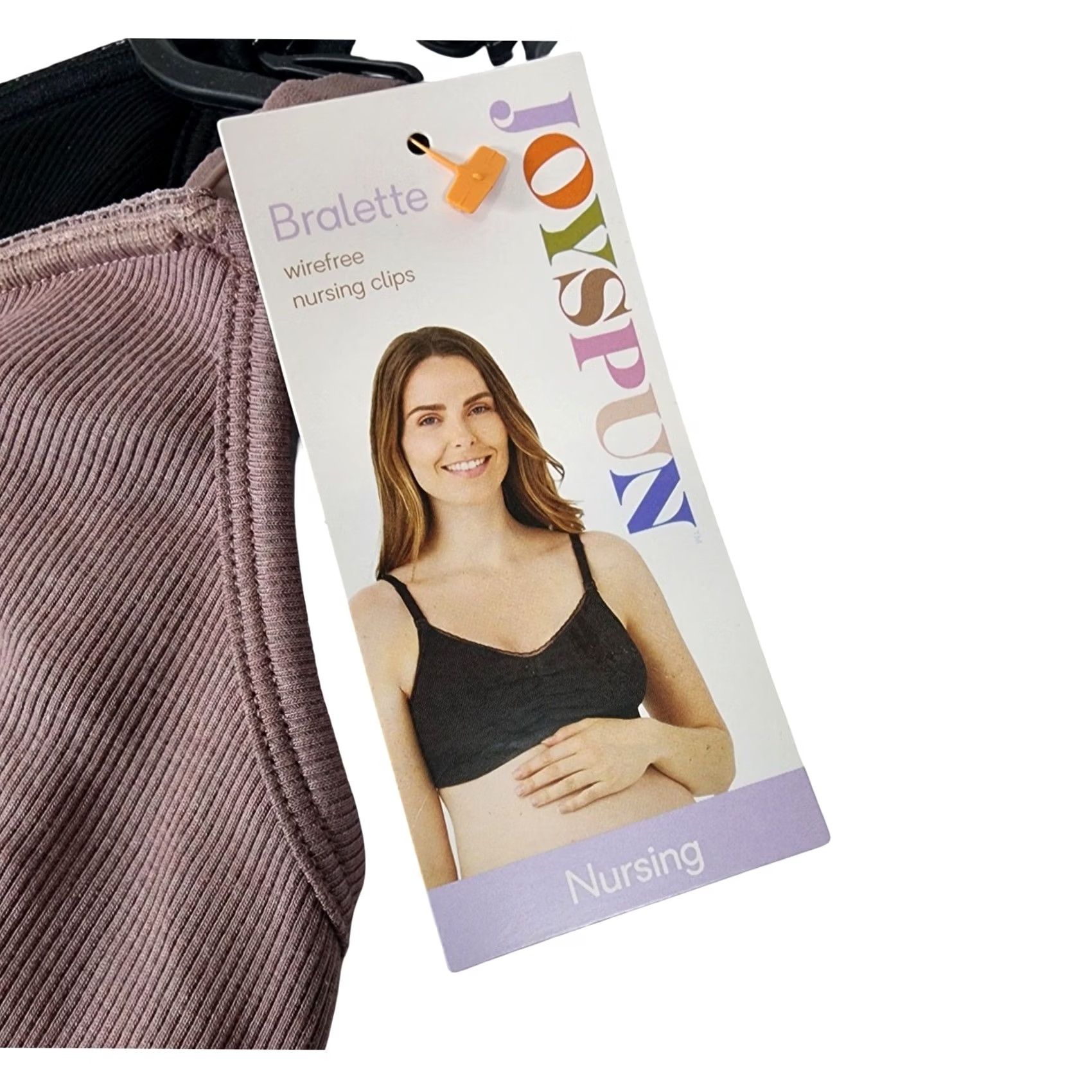 Vintage Joyspun Nursing Bralette 2PK Wirefree Mauve Black Soot S Women’s Bra Set Lace Ruching Lightweight Size ONE SIZE - 2 Thumbnail