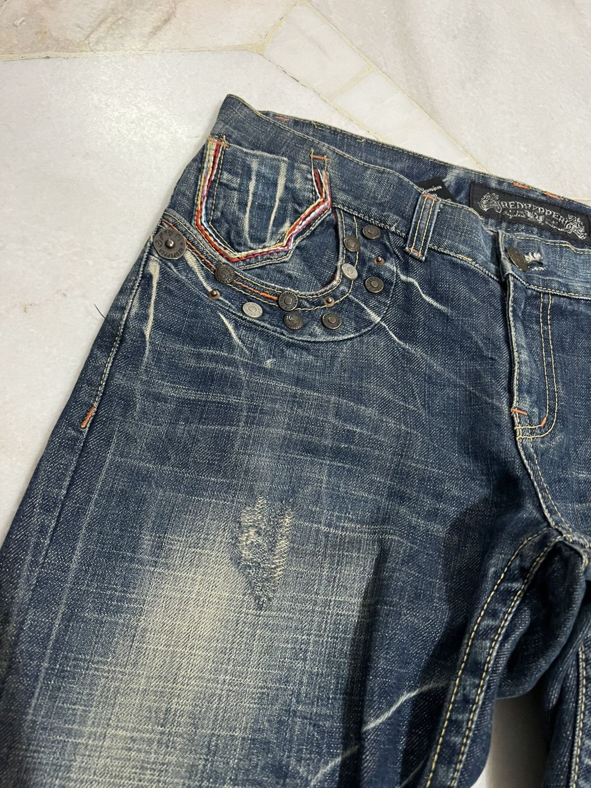 If Six Was Nine × Japanese Brand FLARE 90’s RED PEPPER CLAW DISTRESS JEAN Size US 35 - 7 Thumbnail