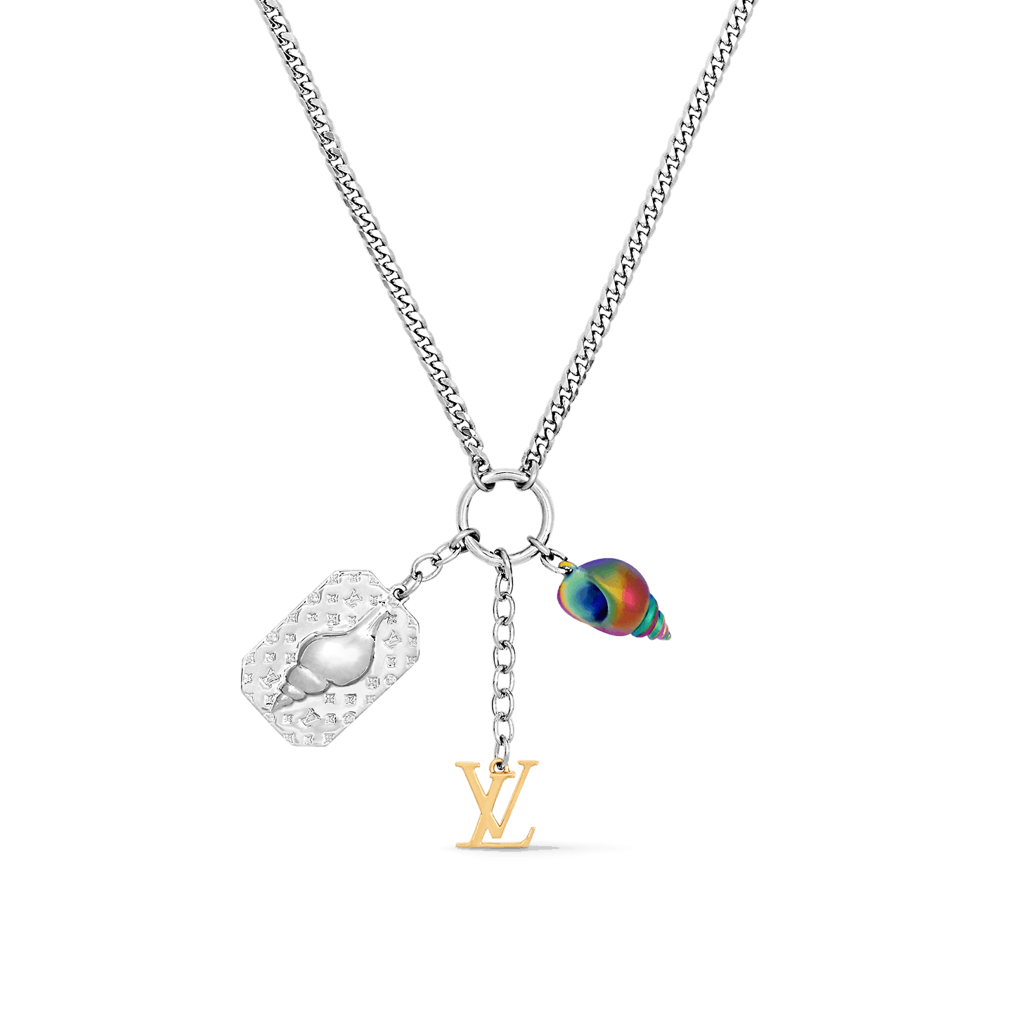 Jewelry x Louis Vuitton Necklace Chain Monogram Silver Lv Logo M01495, Men's