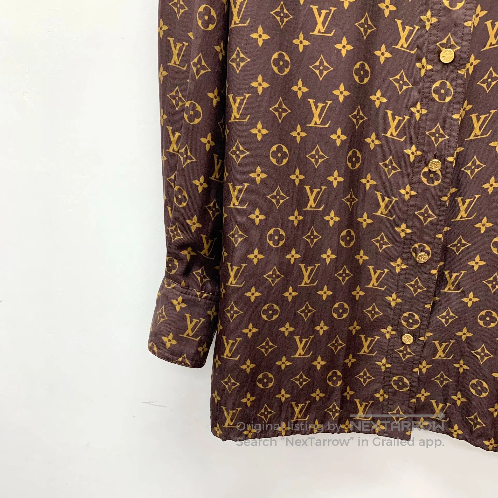 Louis Vuitton Louis Vuitton Brown floral printed mulberry silk long-slee Size US XS / EU 42 / 0 - 4 Thumbnail