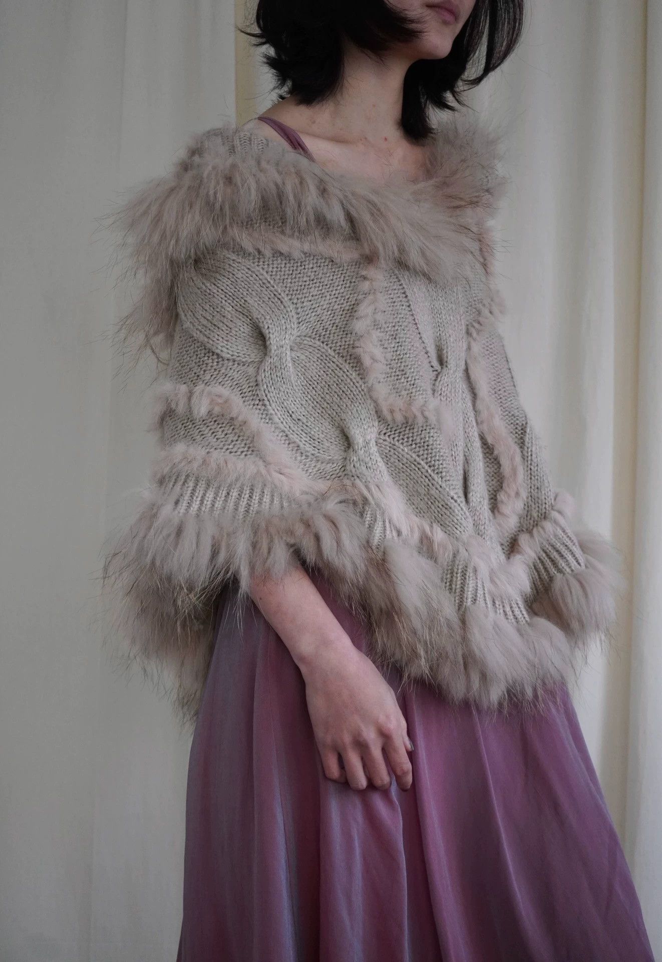 Kansai Yamamoto KansaiYamamoto 2000s Rare Hooded Knit Cape Light Pink Camel Size ONE SIZE - 9 Thumbnail