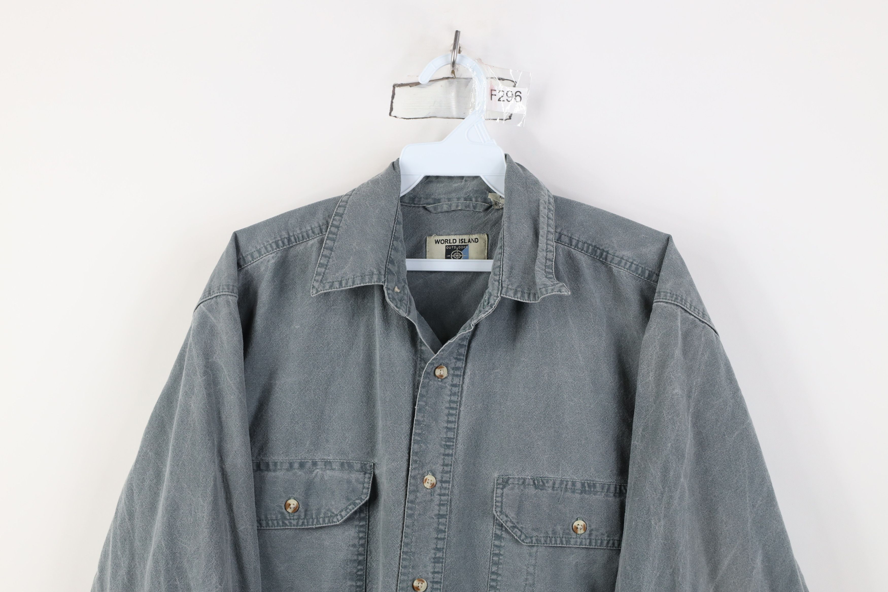 Vintage Vintage 90s Streetwear Stonewash Collared Button Shirt Green Size US M / EU 48-50 / 2 - 2 Thumbnail