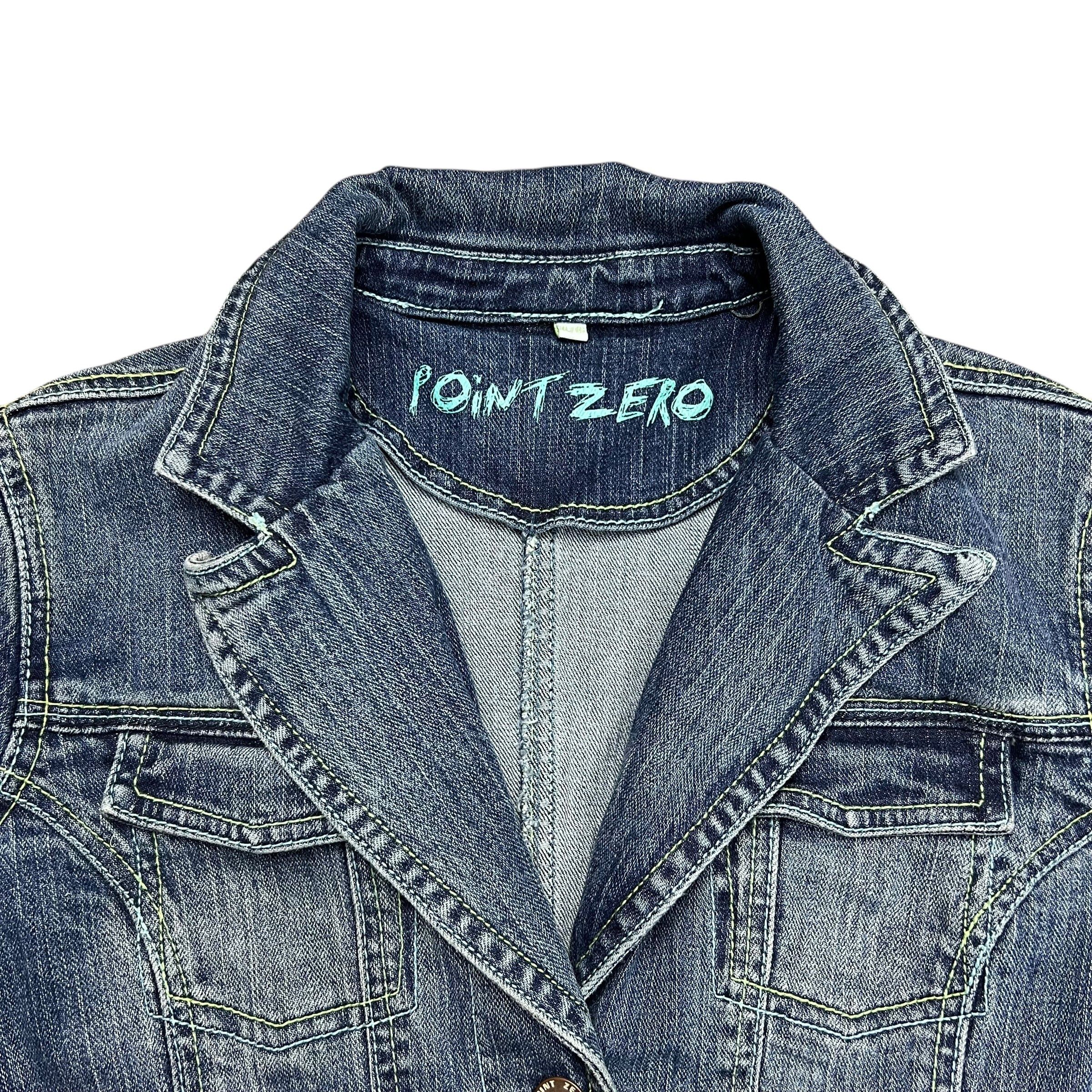 Point Zero × Vintage Point Zero Embroidered Flower Denim Jacket - L Size L / US 10 / IT 46 - 3 Thumbnail