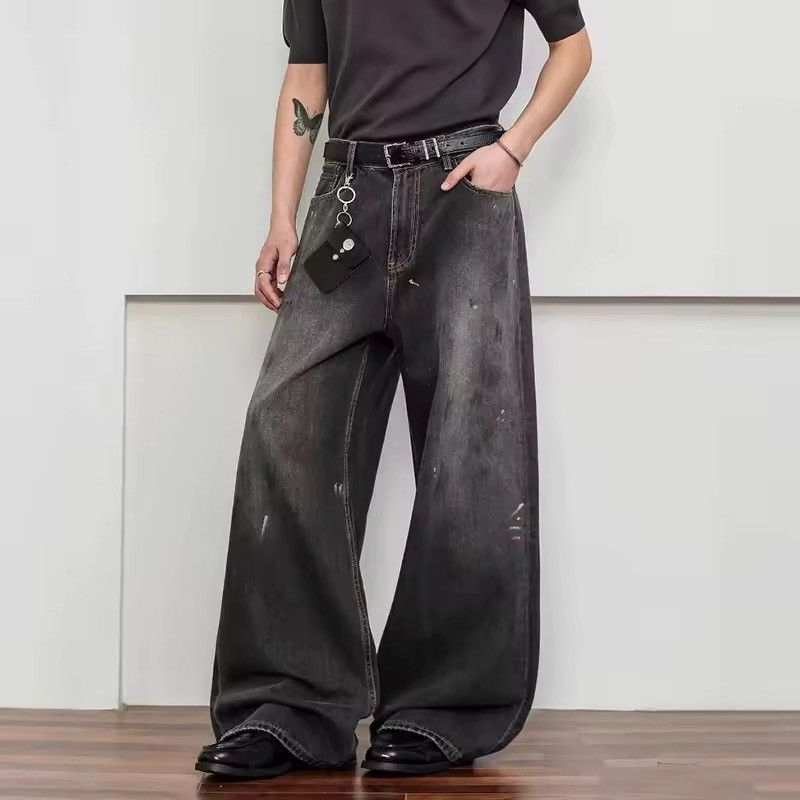 Vintage Retro Washed Wide Leg Streetwear Trendy Y2k Jeans Pants Size US 30 / EU 46 - 4 Thumbnail