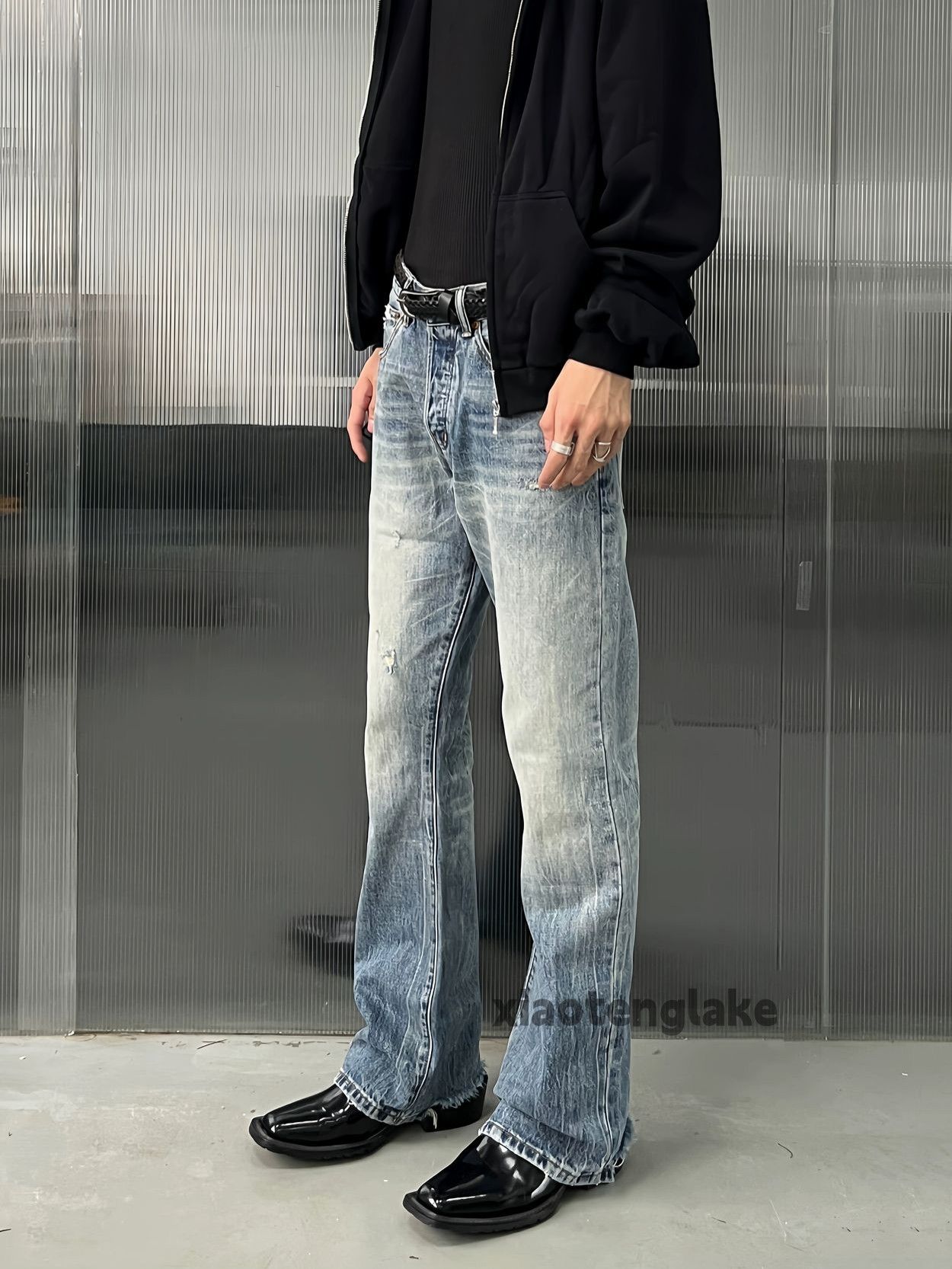 Jean × Vintage washed faded cleanfit yuppie bootcut damaged jeans Size US 32 / EU 48 - 2 Thumbnail