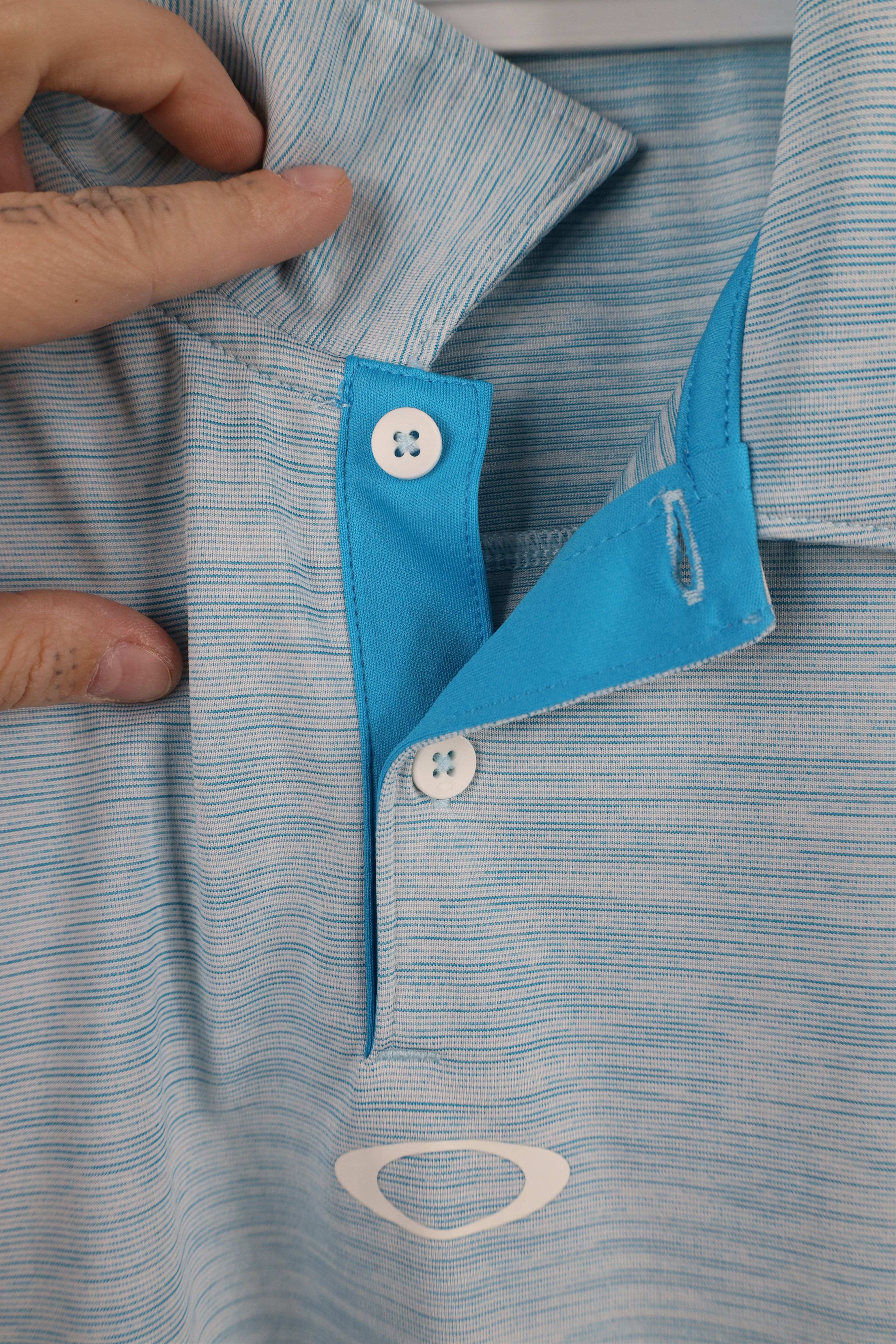 Oakley × Vintage Vintage Y2K Oakley O Logo Golf Polo Shirt Blue Striped Size US XL / EU 56 / 4 - 7 Thumbnail