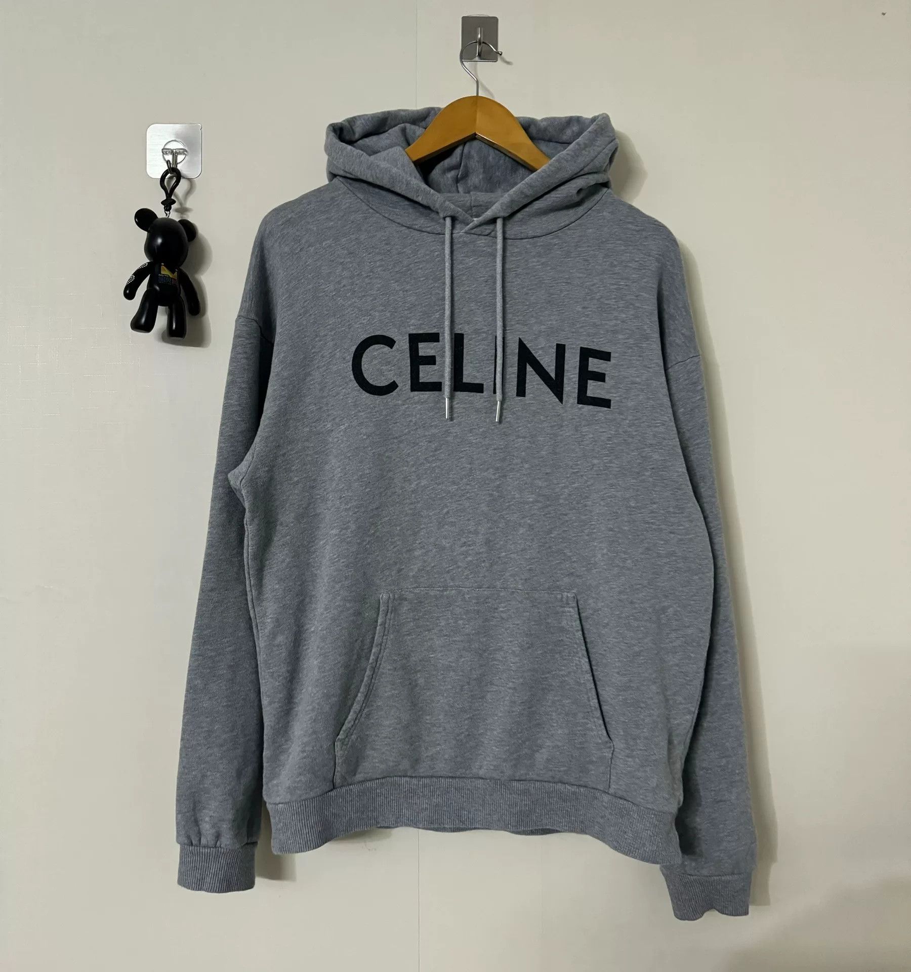 celine logo hoodie in gray color