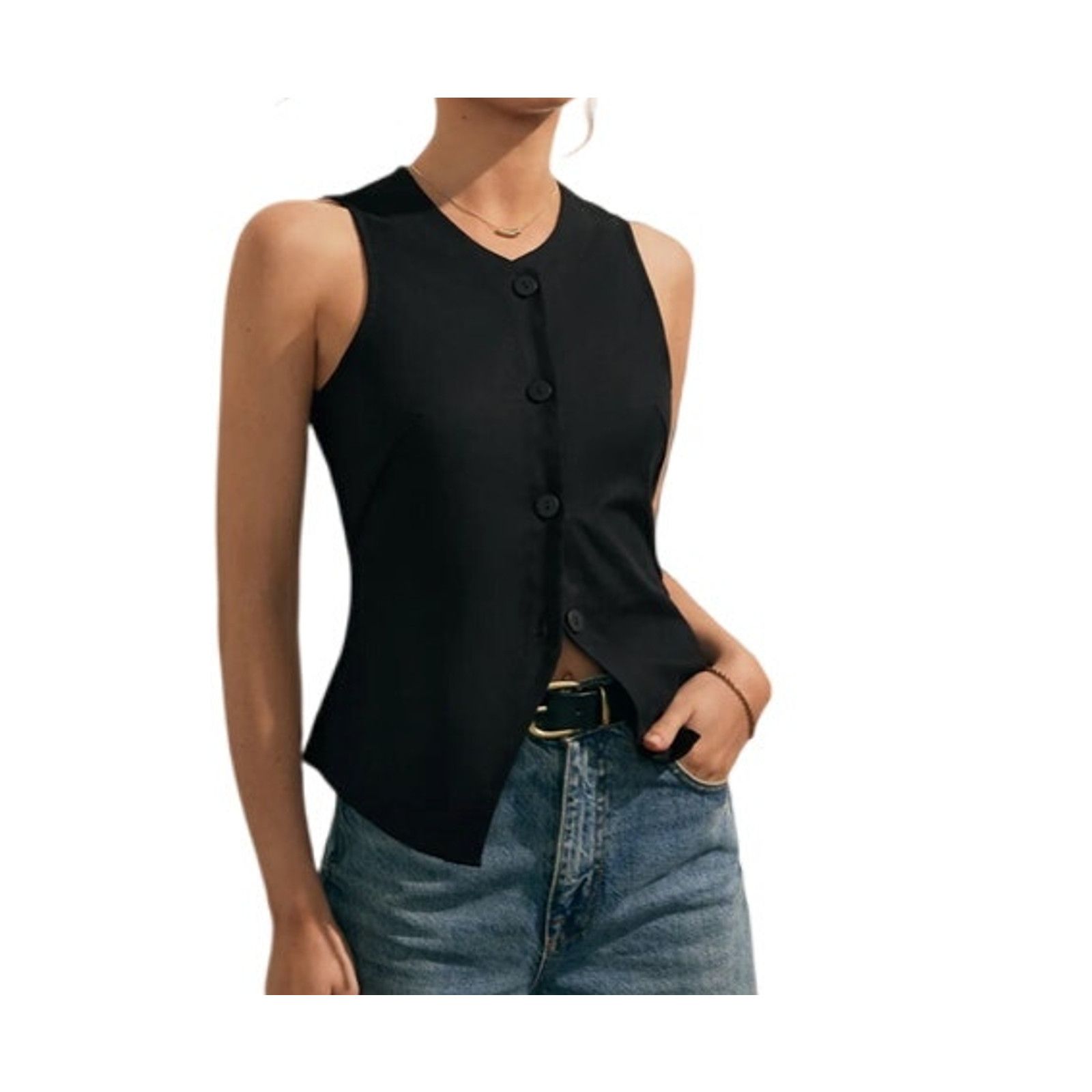 Other Commense Linen Blends Button Up Crew Neck Sleeveless Tank Size L / US 10 / IT 46 - 2 Thumbnail