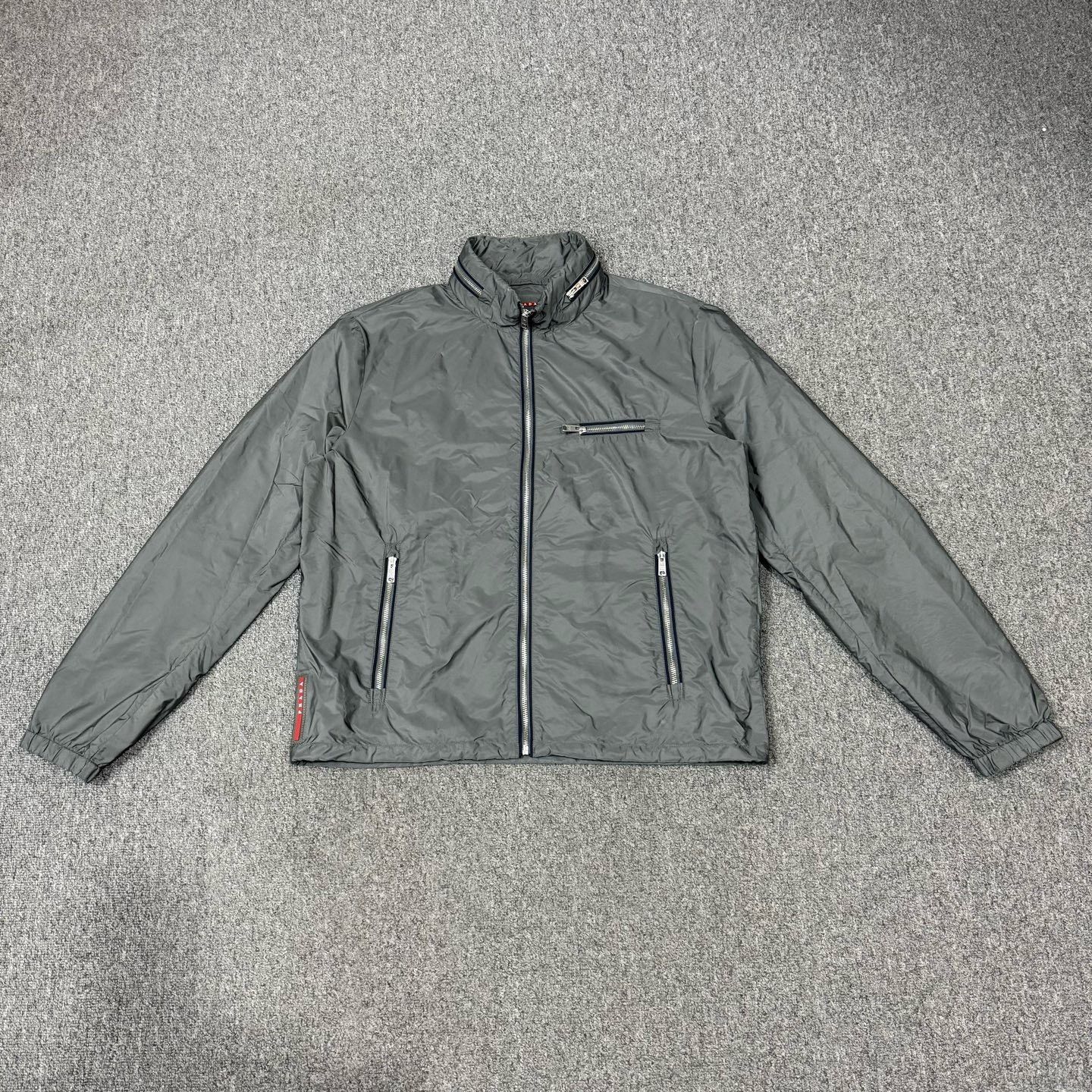 Prada Prada Gray Hidden Hood Zipper Jacket Size US L / EU 52-54 / 3 - 1 Thumbnail