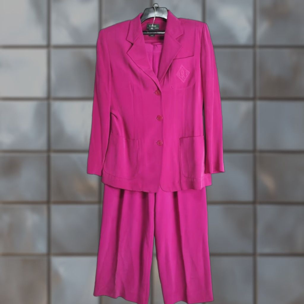 Ralph Lauren Womens Pant Suit Small Extra Large Pink Silk