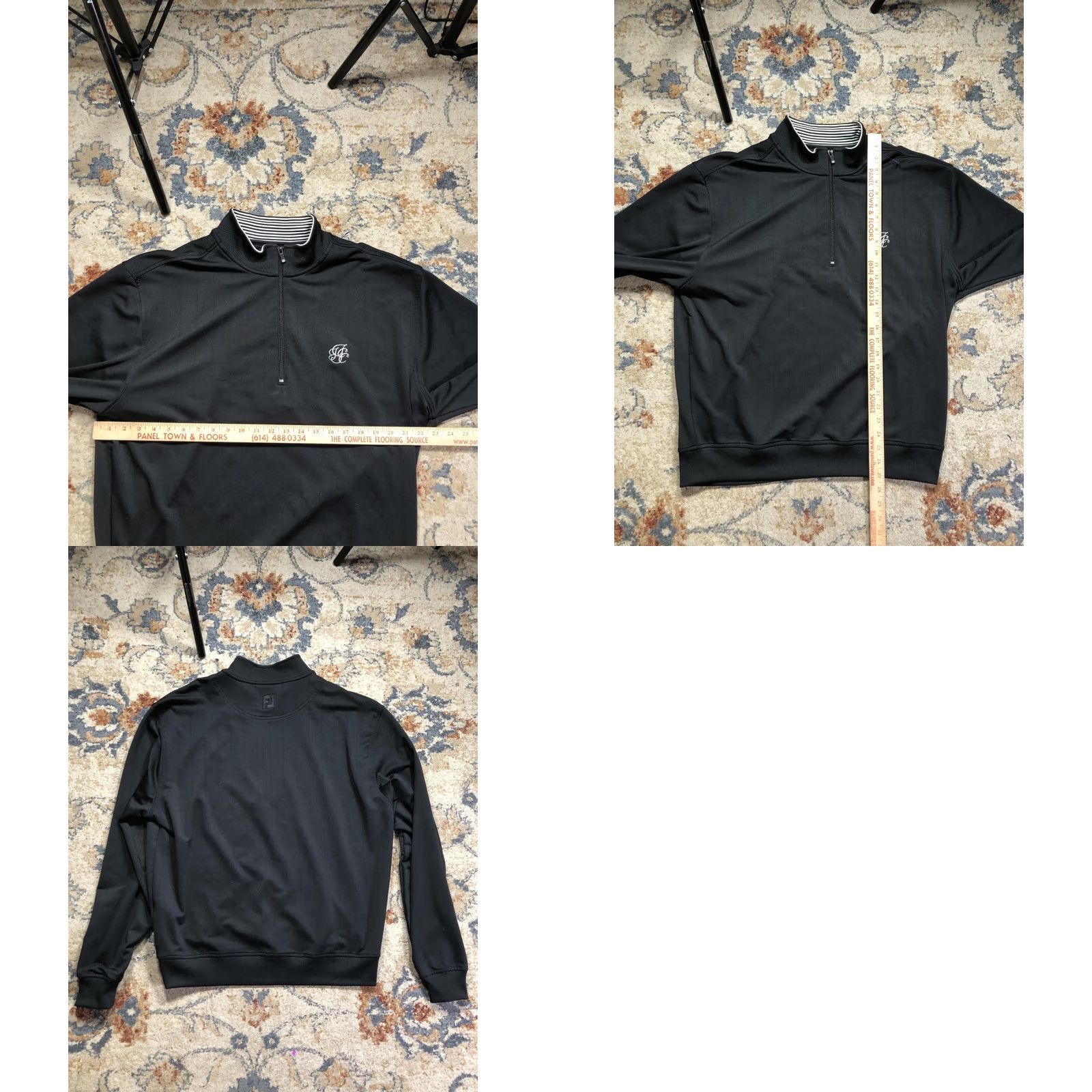 Footjoy FootJoy Pullover Mens XL Black 1/4 Zip Long Sleeve Mock Neck Golf Top Striped Pattern Adult Mens Size US XL / EU 56 / 4 - 8 Thumbnail