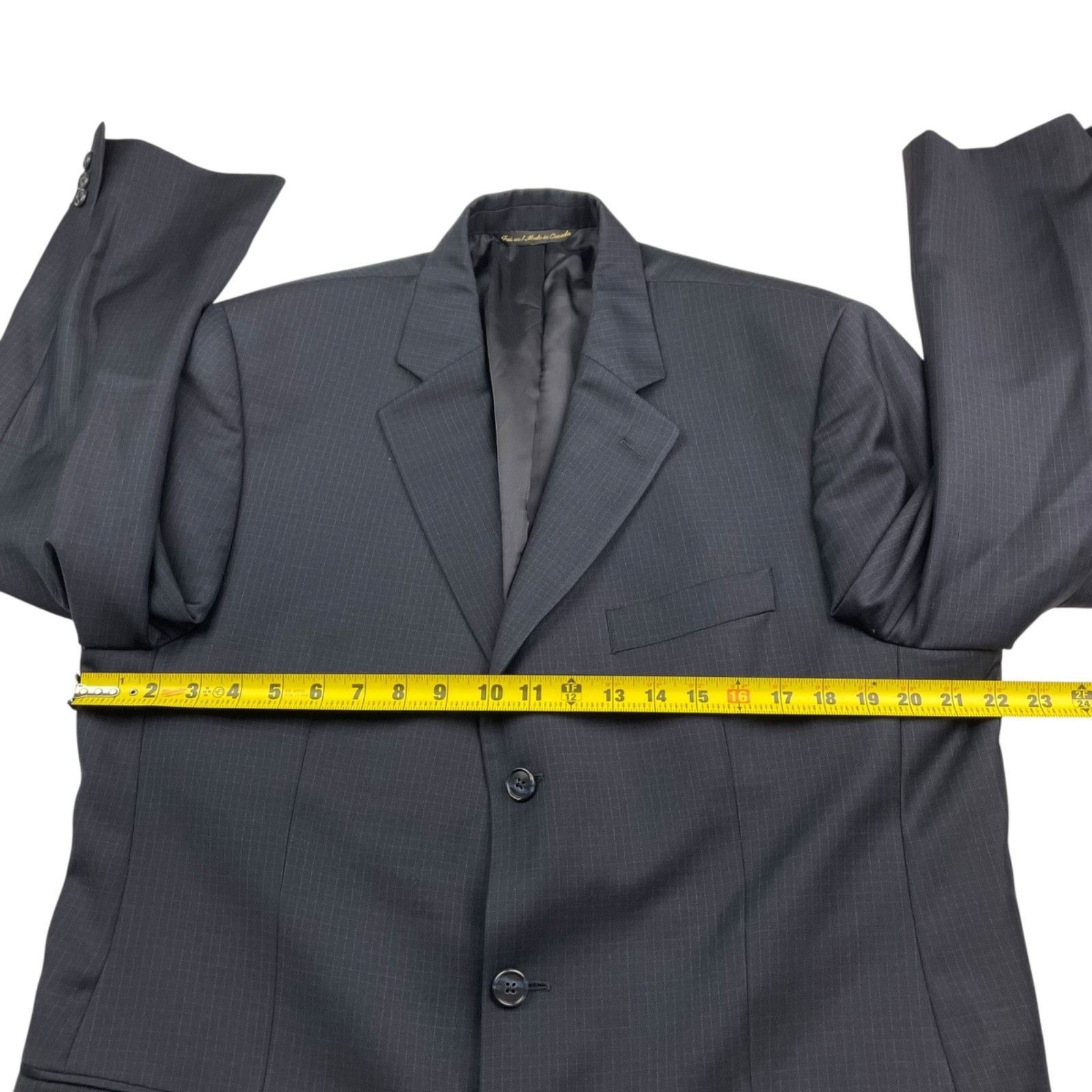 Jack Victor Jack Victor Men’s 100% Wool 3-Button Suit Navy Blue Check • Size 42L - 8 Thumbnail