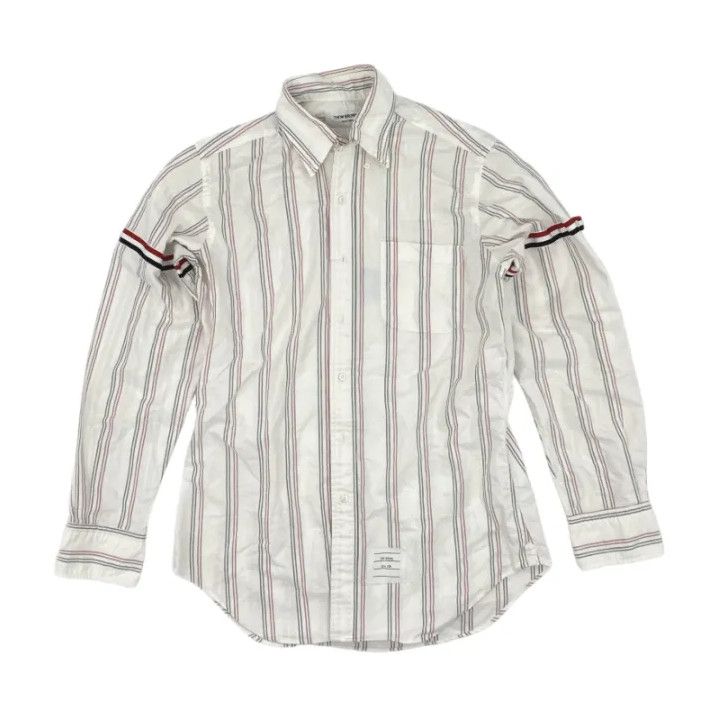 Thom Browne Thom Browne Striped Long Sleeve Shirt in White Size US M / EU 48-50 / 2 - 1 Thumbnail