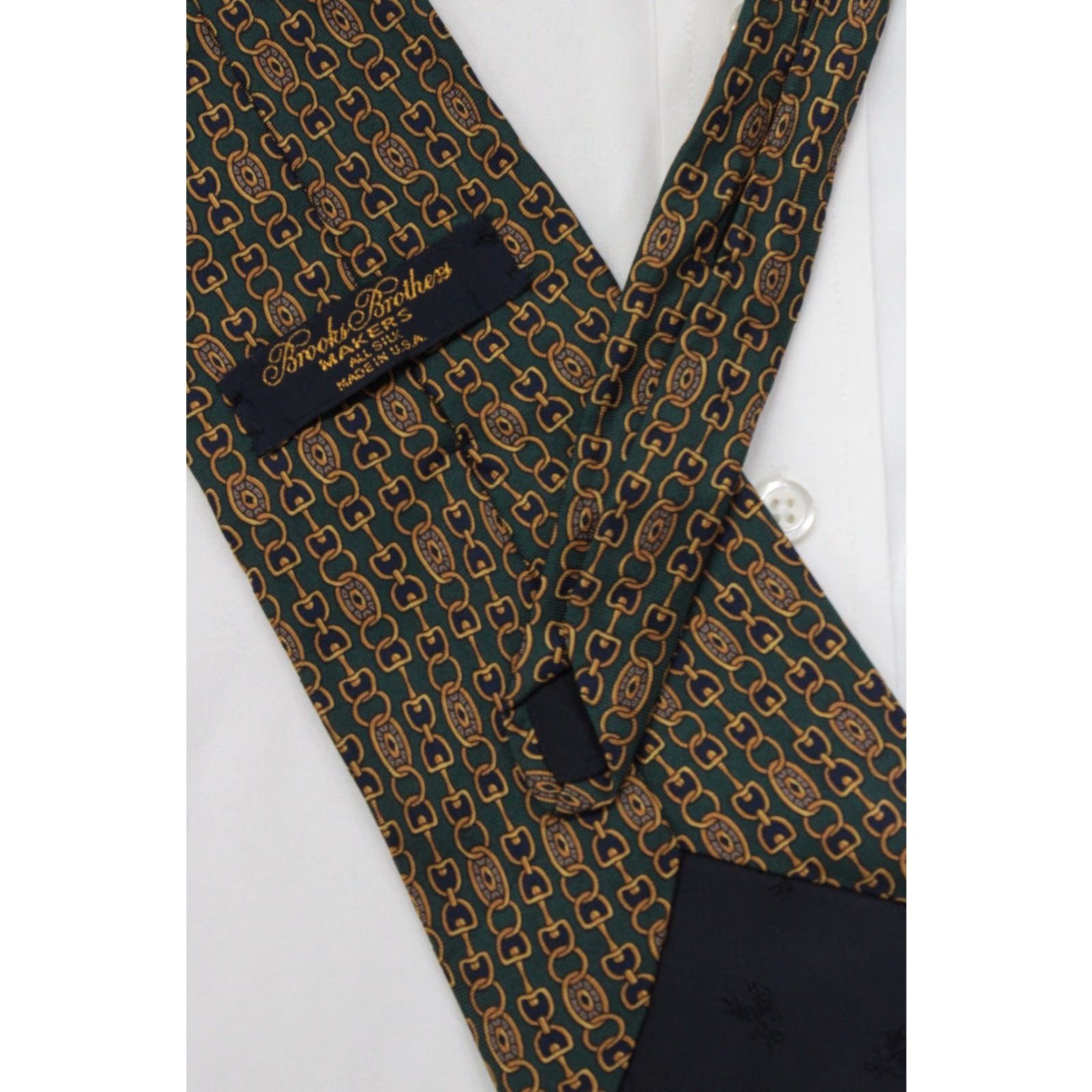 Brooks Brothers Brooks Brothers Maker Necktie Mens Green Horse Bit Silk Tie Preppy USA Silk Tie Size ONE SIZE - 4 Thumbnail