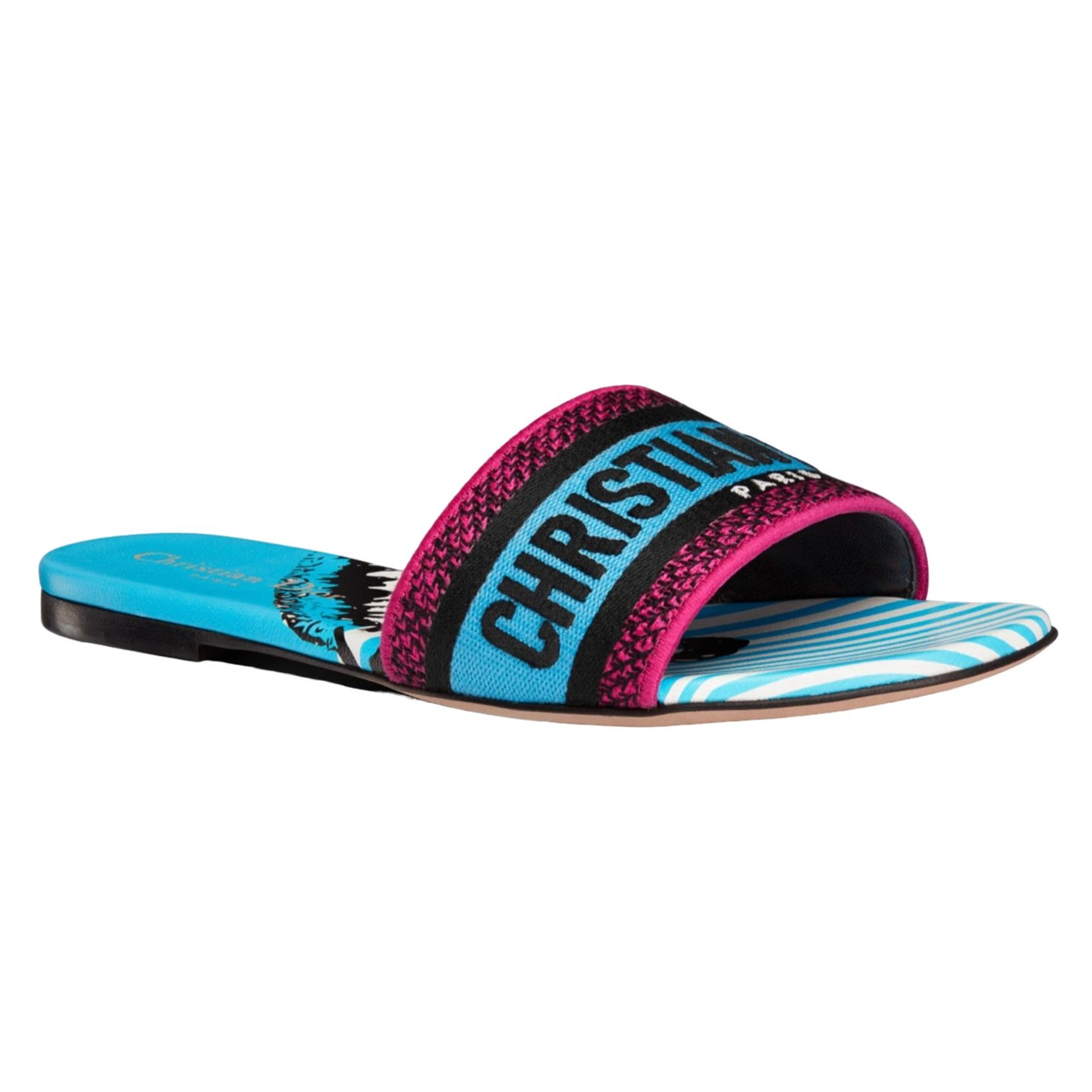 Dway D Jungle Embroidered Logo Slide Flat Sandal 35.5