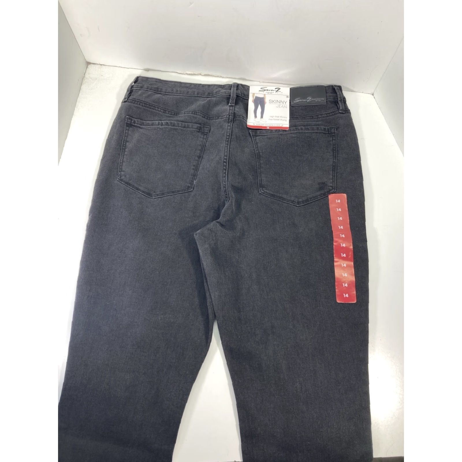 Vintage Seven7 Skinny Jeans Women Size 14 34X30 Black Denim High Rise Stretch NWT Size 36" / US 14 / IT 50 - 7 Thumbnail