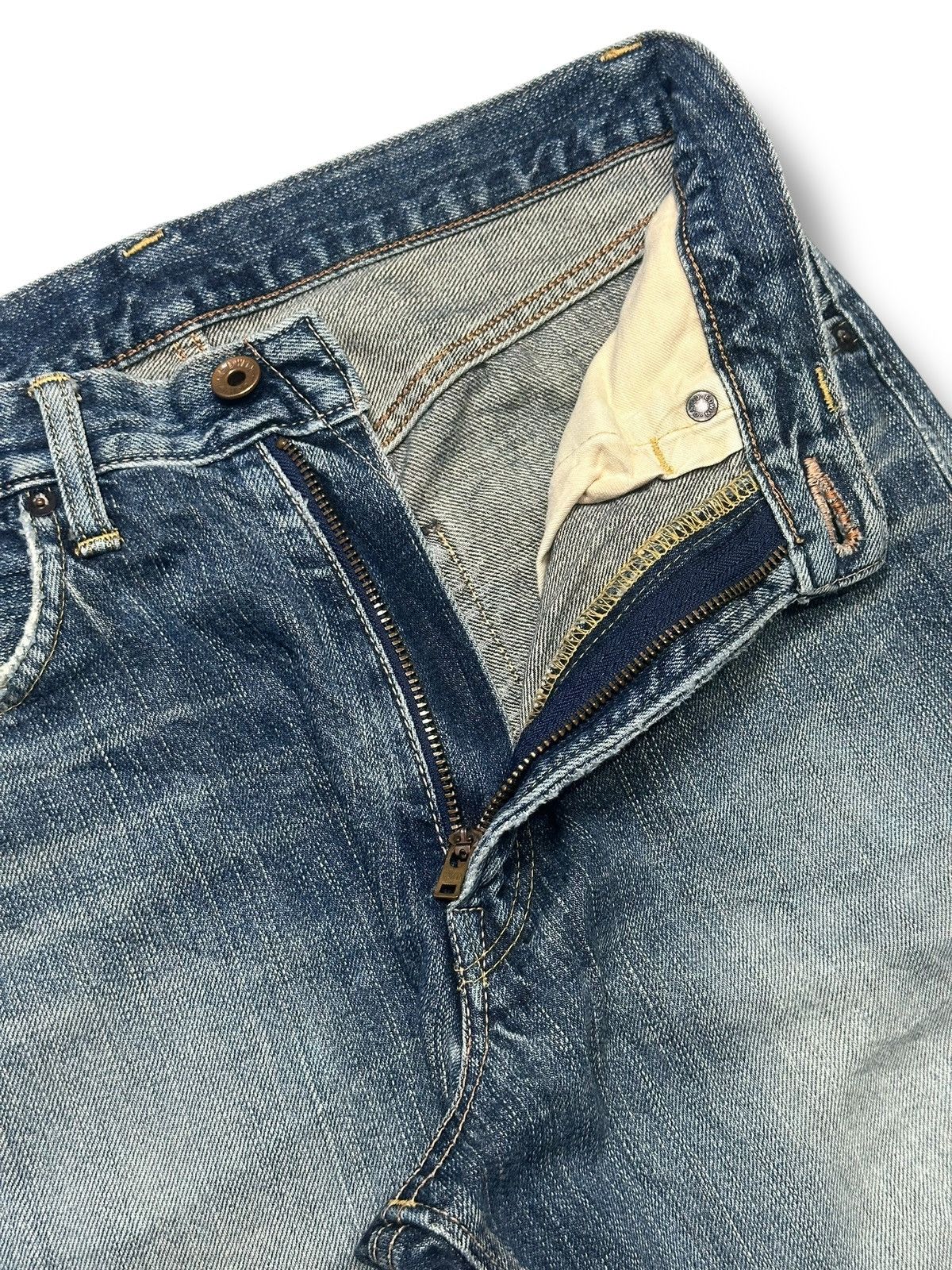 Edwin Vintage Insane Edwin 505z Orange Tab Selvedge Straight Jeans Size US 30 / EU 46 - 13 Thumbnail
