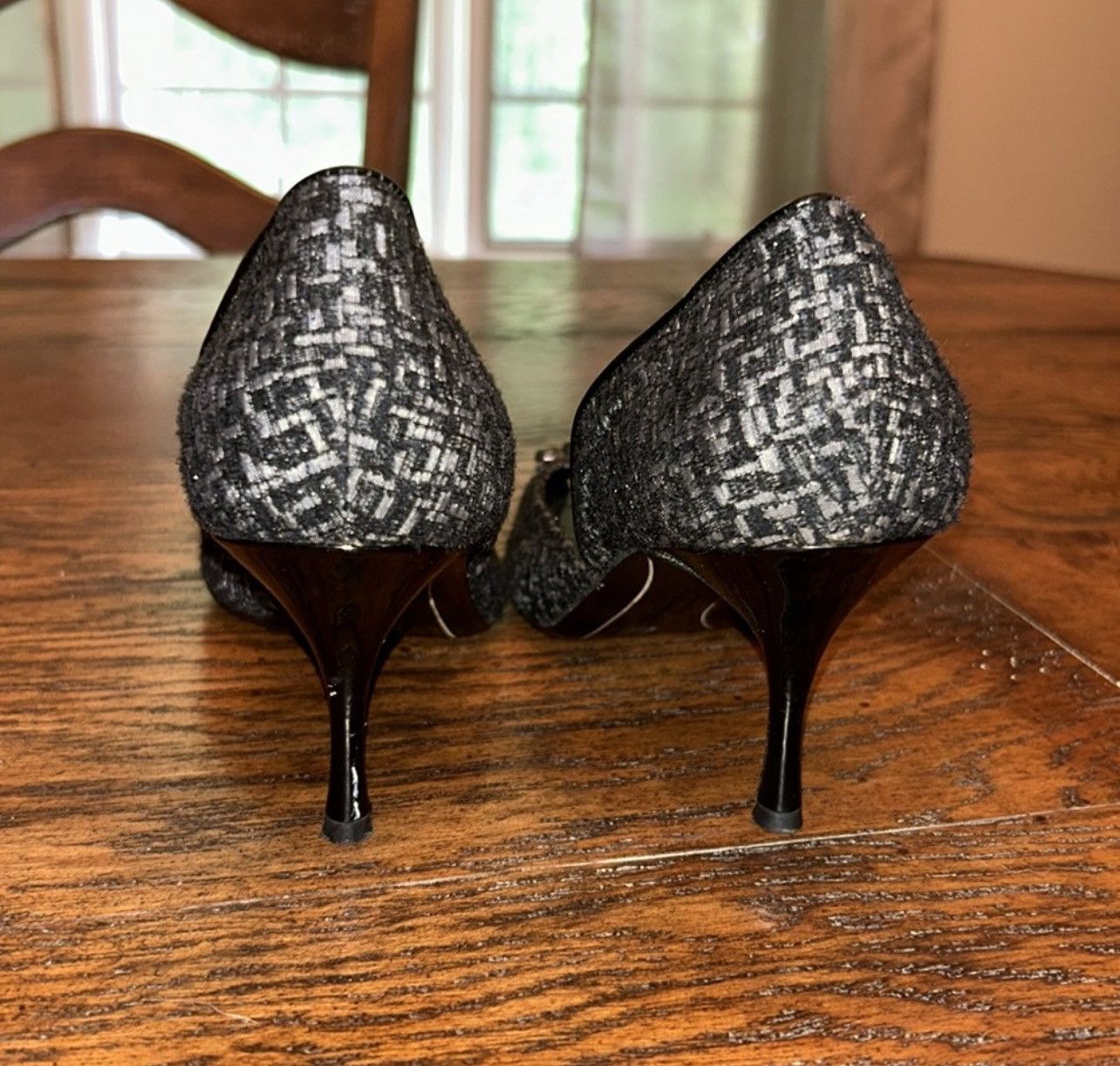 Salvatore Ferragamo × Vintage Salvatore Ferragamo Tweed Floral Designed Vintage Heels Size US 7 / IT 37 - 4 Thumbnail