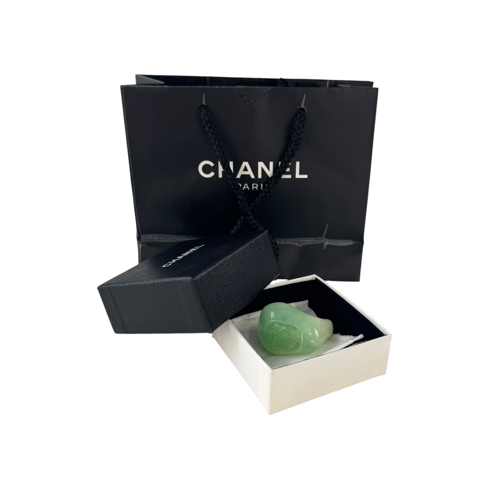 Chanel Chanel CC Faux Jade Ring Size ONE SIZE - 4 Thumbnail