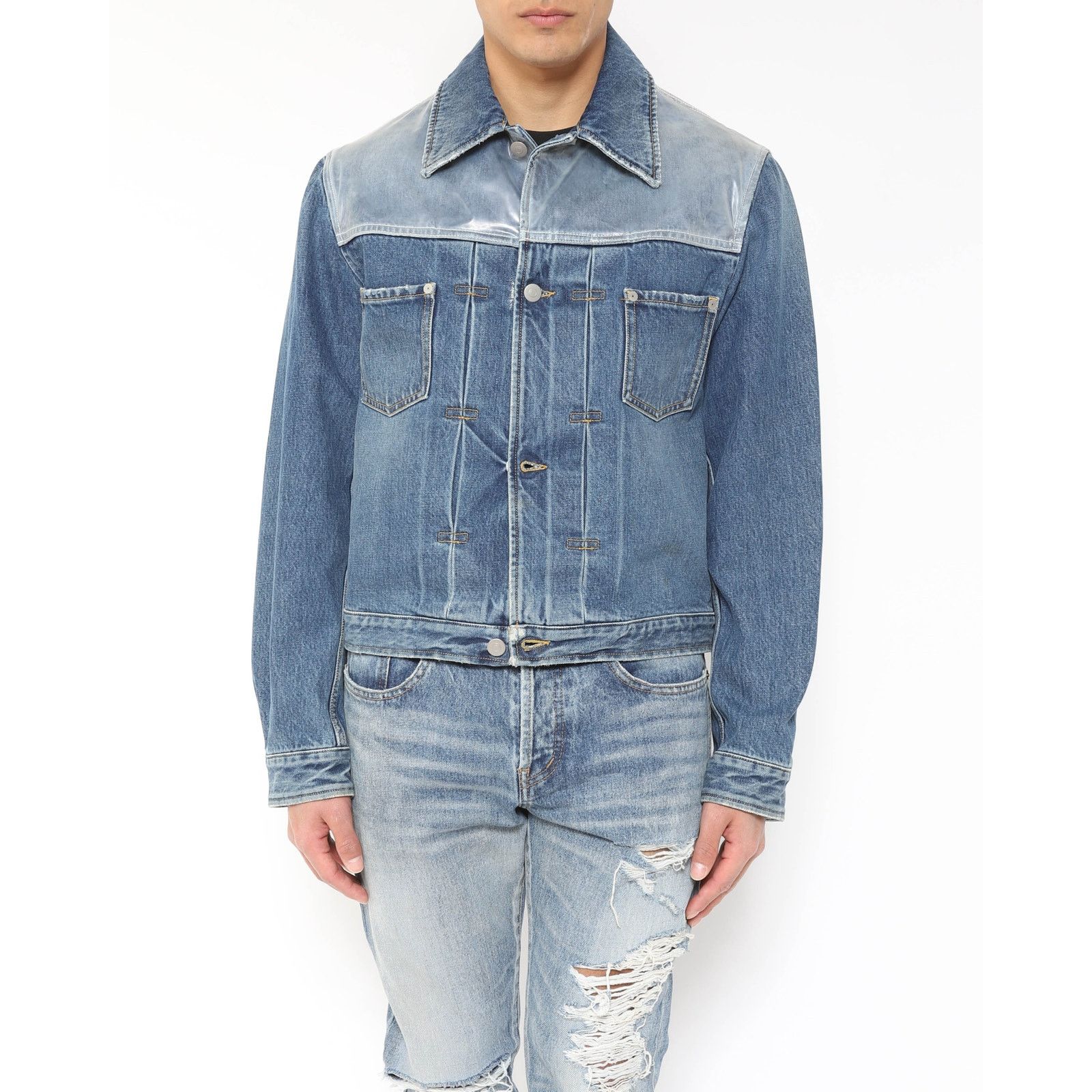 Maison Margiela Denim Jacket with Plastic Panel Size US S / EU 44-46 / 1 - 3 Thumbnail