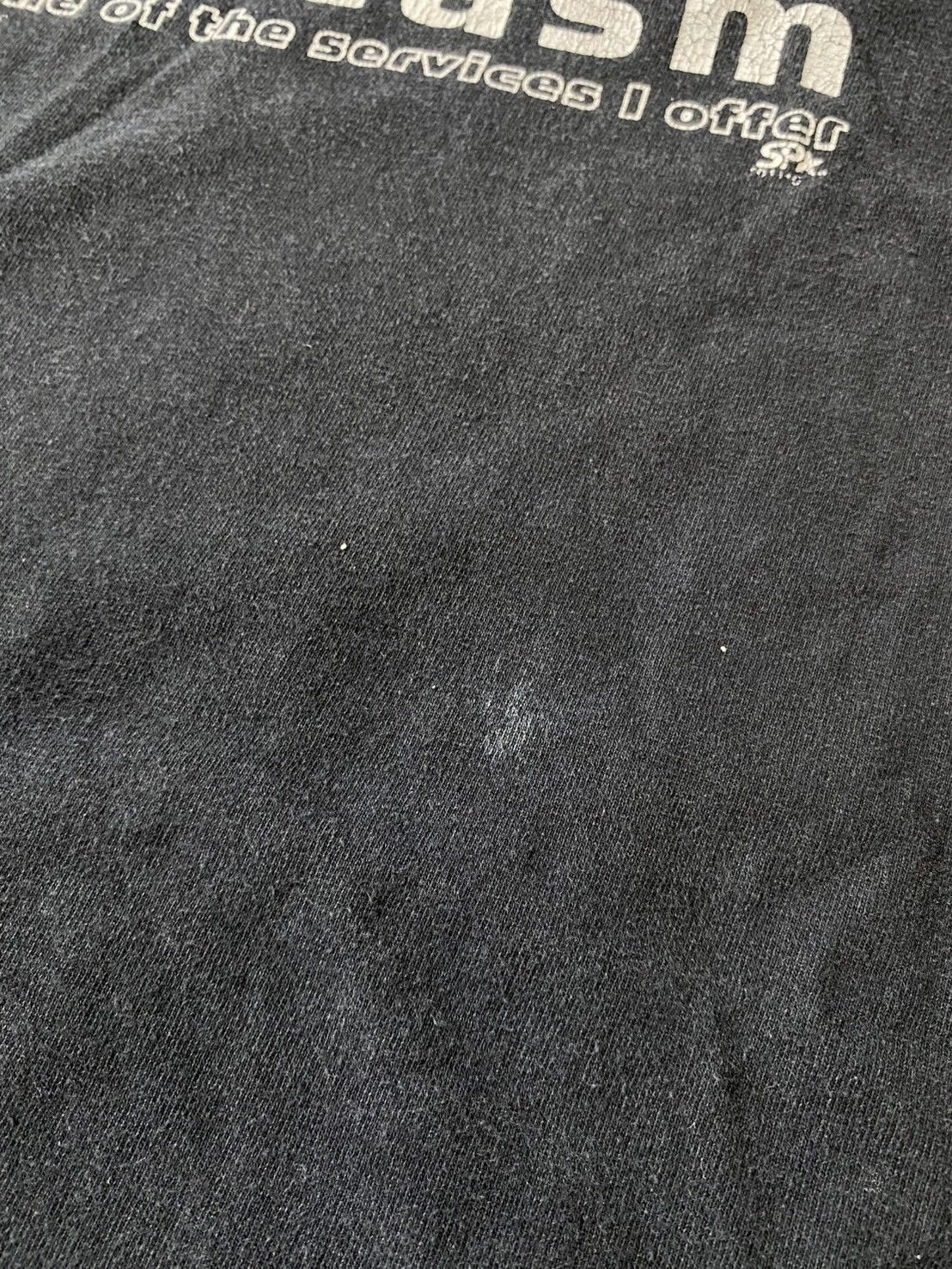 Japanese Brand × Vintage Vintage Distressed Y2K Faded Black Slogan Tee Size US XL / EU 56 / 4 - 4 Thumbnail