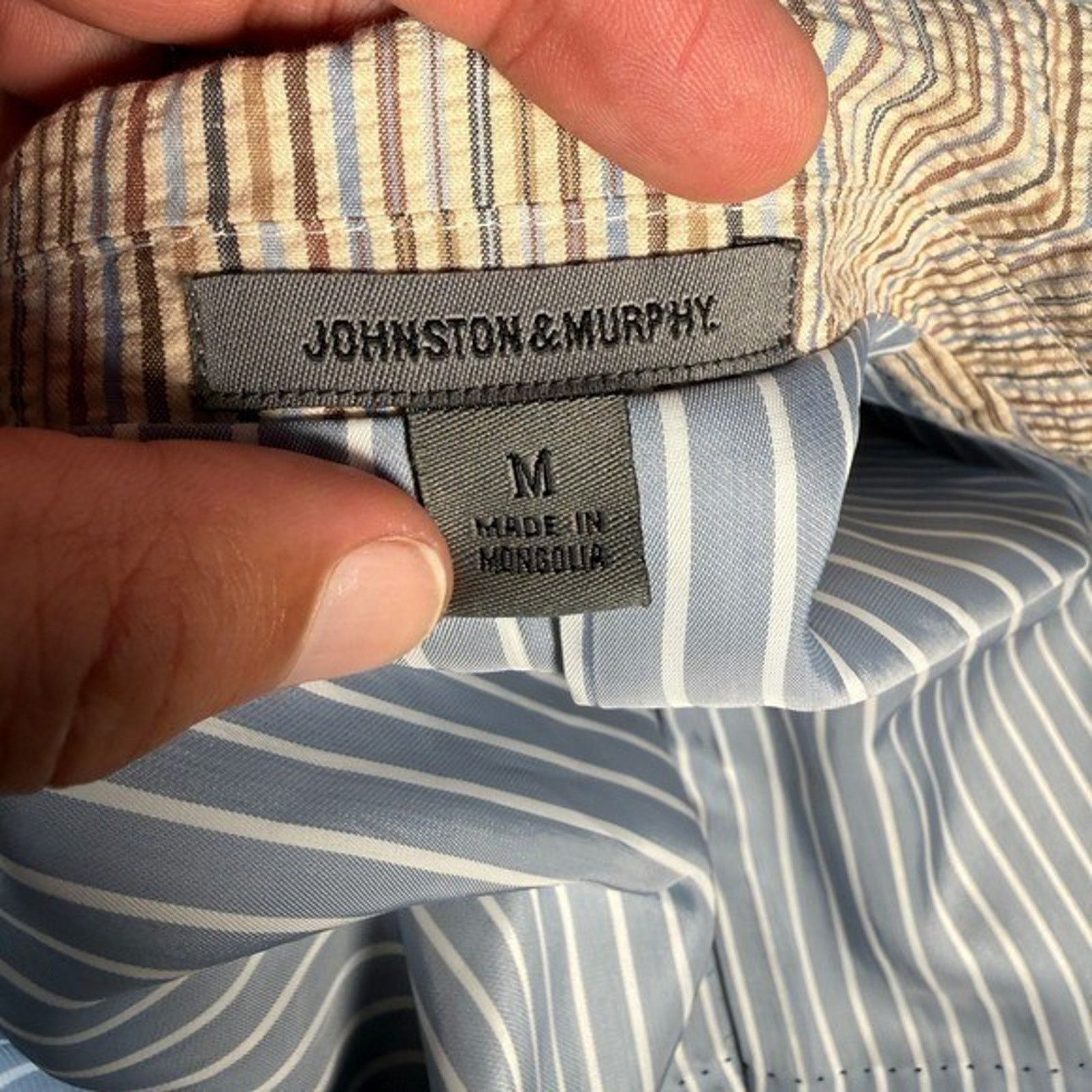 Johnston & Murphy Johnston Murphy Mens Striped Seersucker Blazer Jacket Size M Size 38R - 10 Thumbnail