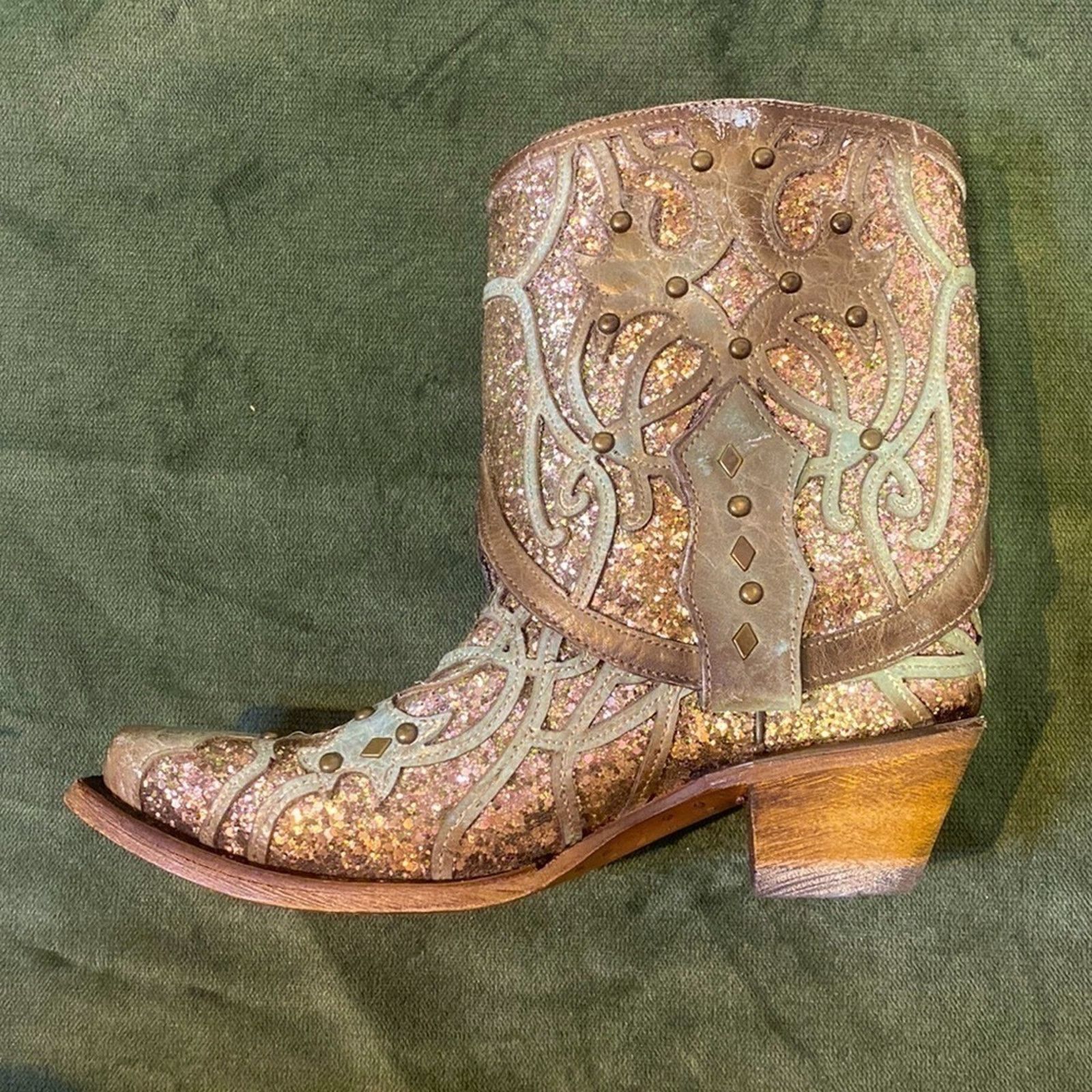 Corral NEW Corral handcrafted leather/sparkles-2 in 1 cowboy boots Size US 6 / IT 36 - 3 Thumbnail