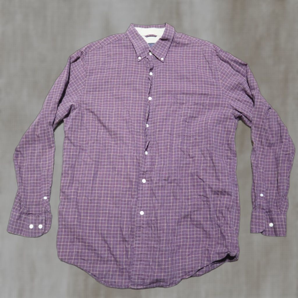 Vintage SADDLEBRED Shirt Men's L Burgundy Long Sleeve Button-Down Plaid Size L Large Size US L / EU 52-54 / 3 - 1 Thumbnail