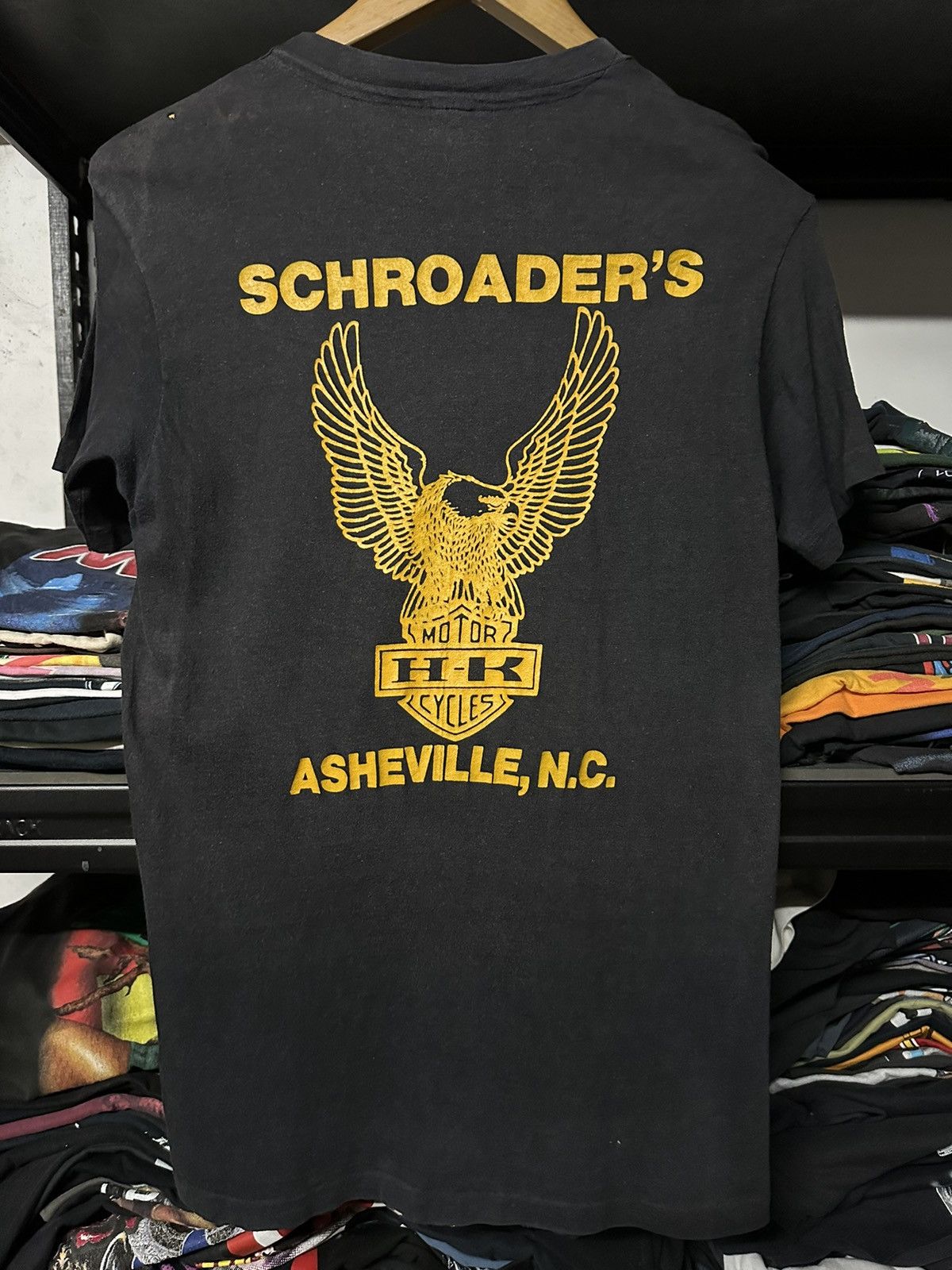 Harley Davidson × Vintage Vintage 70s Schroader’s Motor H-K Cycles Racing Sun Faded T Size US M / EU 48-50 / 2 - 1 Thumbnail