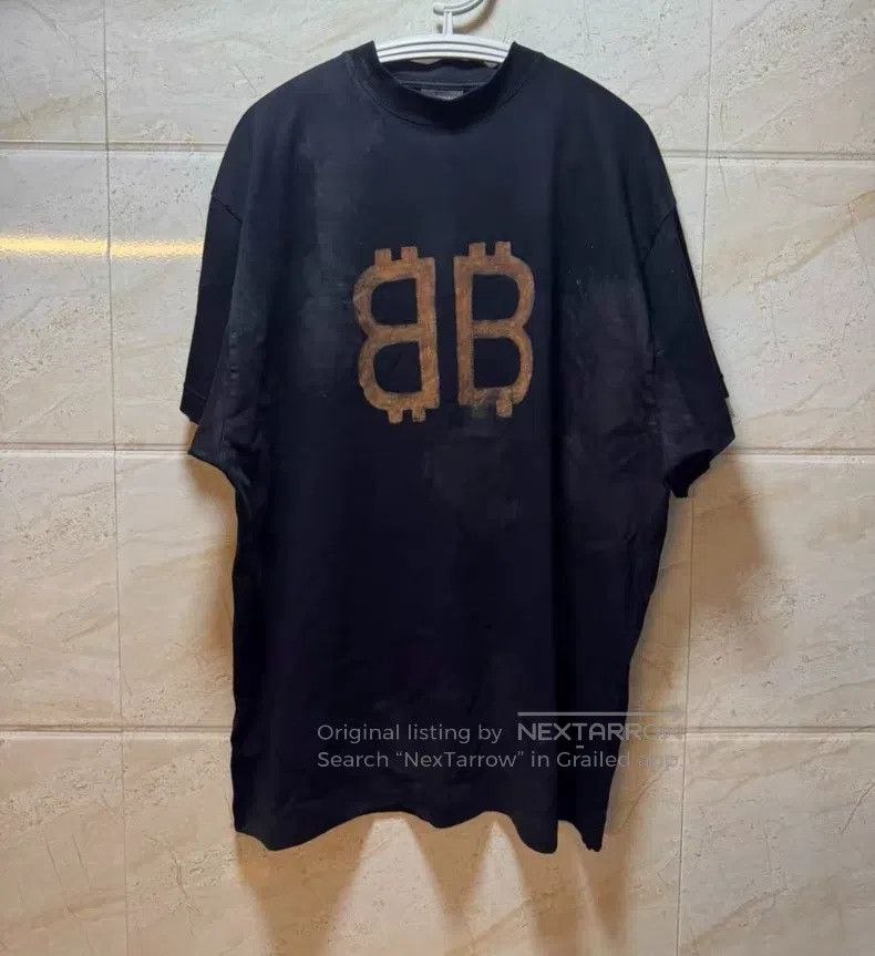 Balenciaga Balenciaga Solid Mud-Dyed Flower Round Neck Loose Short Sl Size US S / EU 44-46 / 1 - 1 Thumbnail