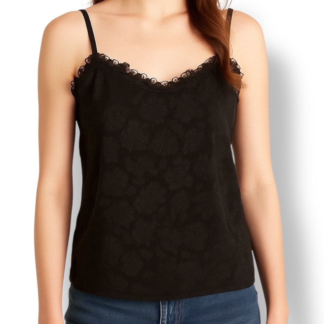 Rebecca Taylor Rebecca Taylor Black Silk Floral Lace Cami Tank Top Size 4 Size XS / US 0-2 / IT 36-38 - 1 Thumbnail
