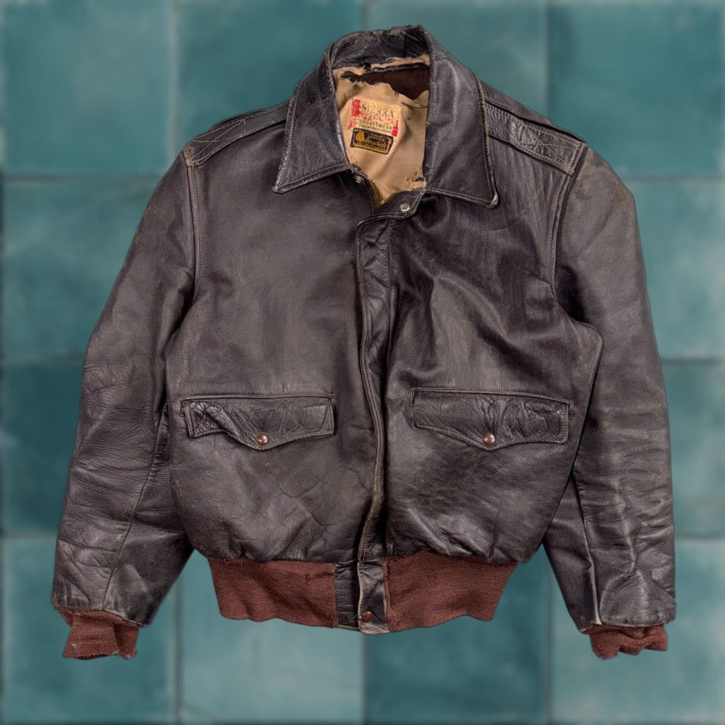 Vintage VTG 50s Sierra Sportswear Horsehide Leather Jacket Distressed Buco A2 Bomber Jacket Mens Brown Size L Size US L / EU 52-54 / 3 - 1 Thumbnail