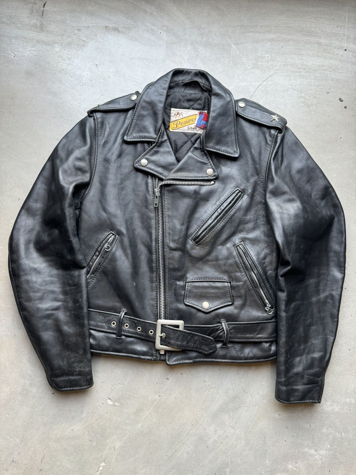Schott Schoot Perfecto Biker leather jacket Size US S / EU 44-46 / 1 - 1 Thumbnail