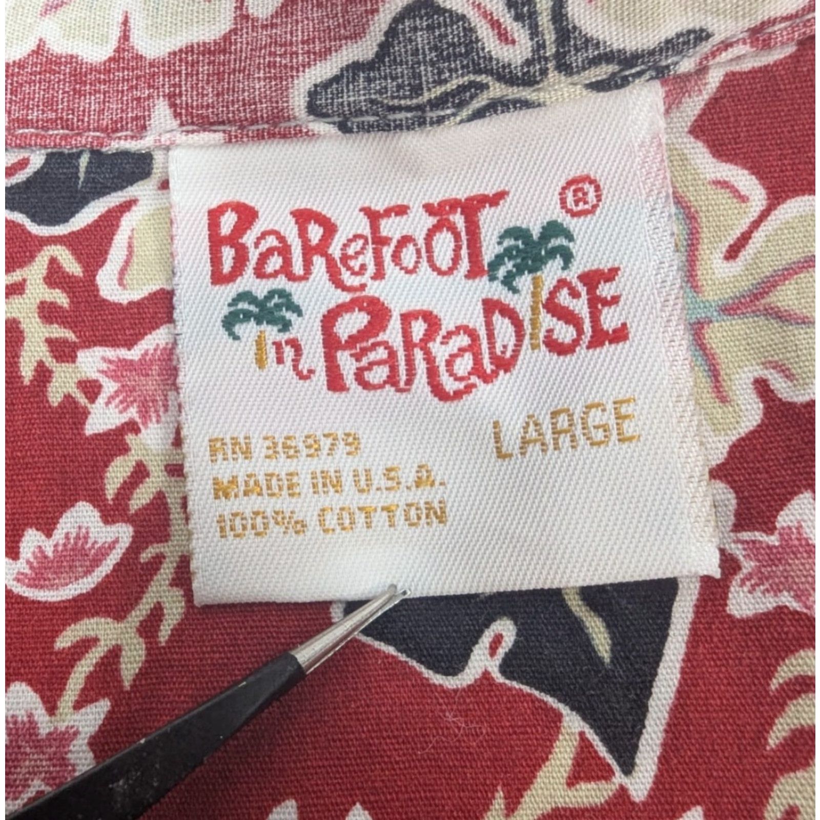 Vivobarefoot VTG Go Barefoot Camp Collar Shirt Men's L Red Hawaiian Aloha Reverse Leaf Floral Button-Up Casual Vintage Size US L / EU 52-54 / 3 - 7 Thumbnail