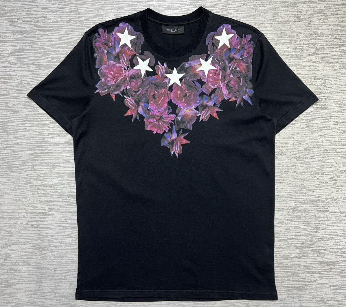 Givenchy Givenchy - Riccardo Tisci - Floral Print Star Neckline Tee Size US L / EU 52-54 / 3 - 1 Thumbnail