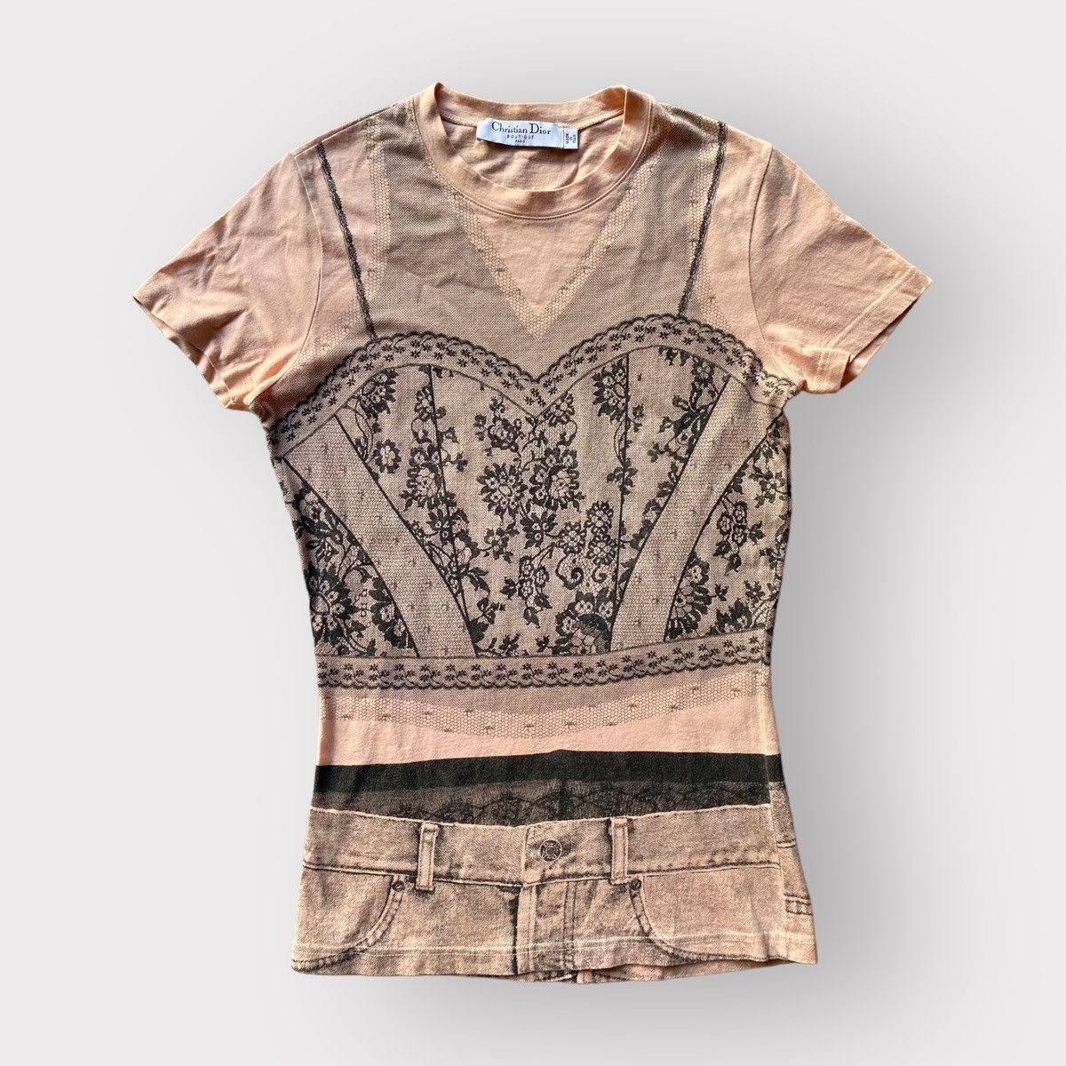 Dior SS 2006 trompe l'oeil lace T-shirt Size M / US 6-8 / IT 42-44 - 4 Thumbnail