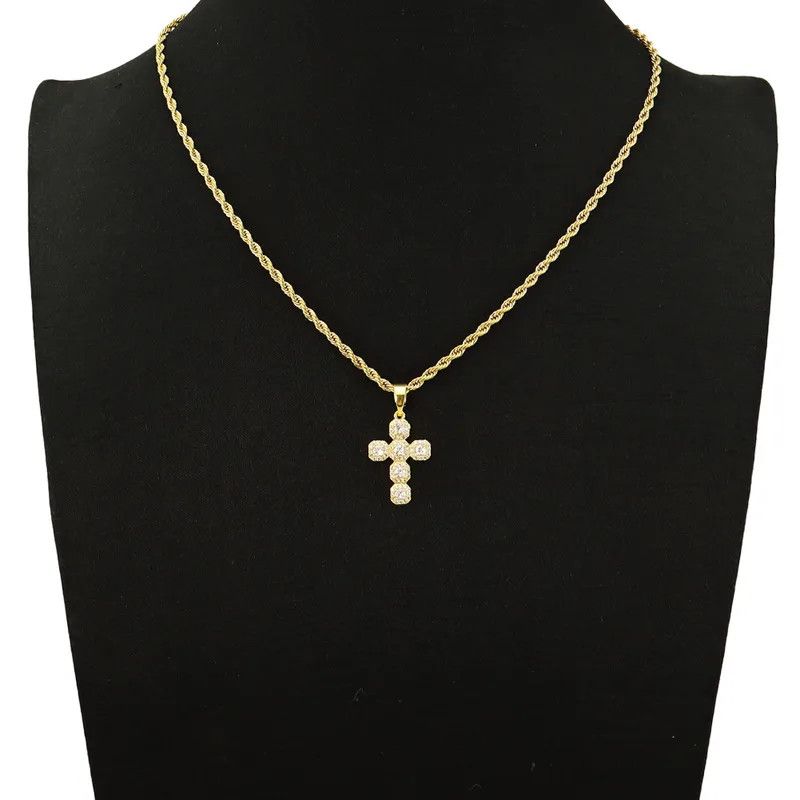Vintage Copper Inlaid Zircon Cross Pendant Necklace Size ONE SIZE - 3 Thumbnail