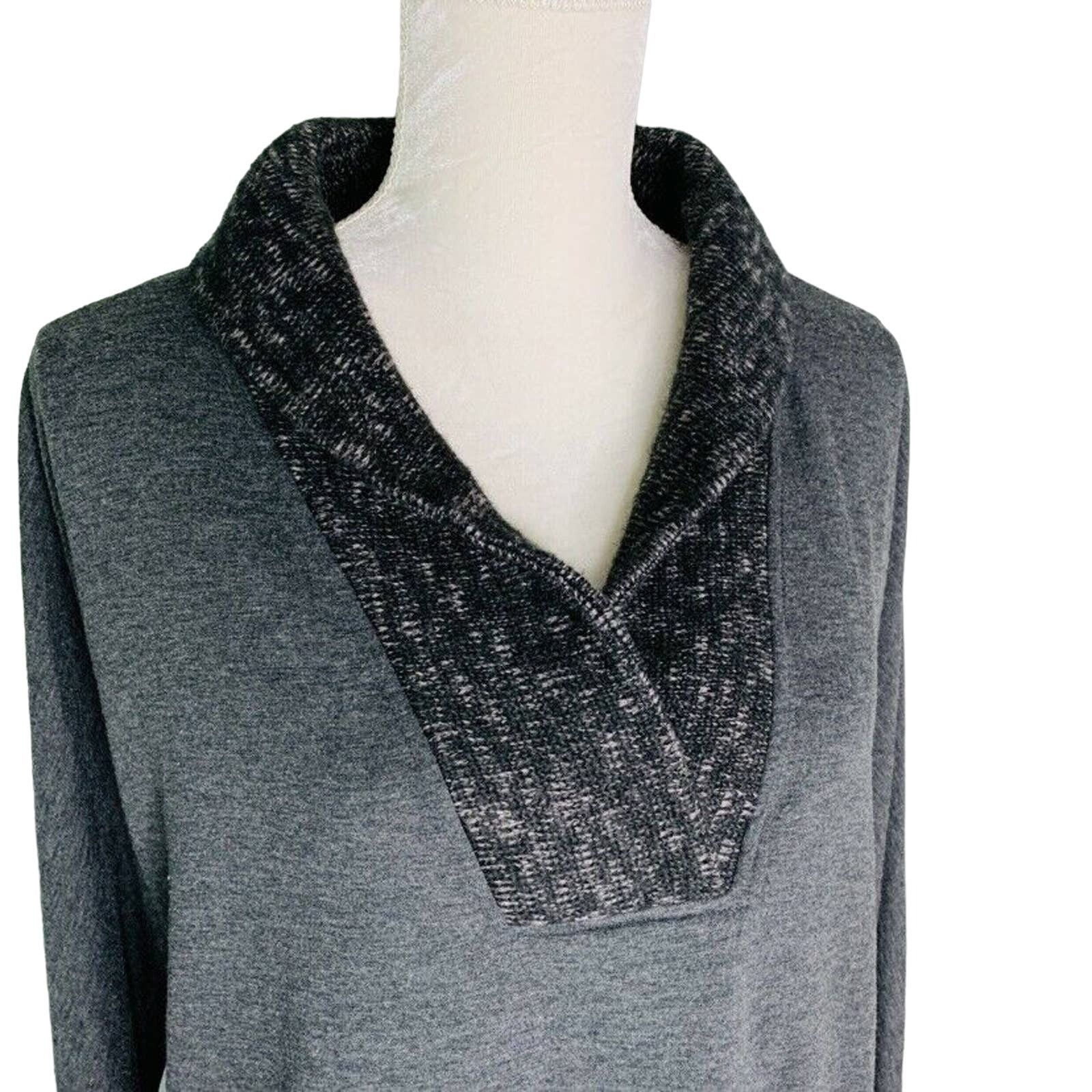 Other Soft Surroundings Gray Tunic Top M Gray LS Soft Pockets Size M / US 6-8 / IT 42-44 - 3 Thumbnail
