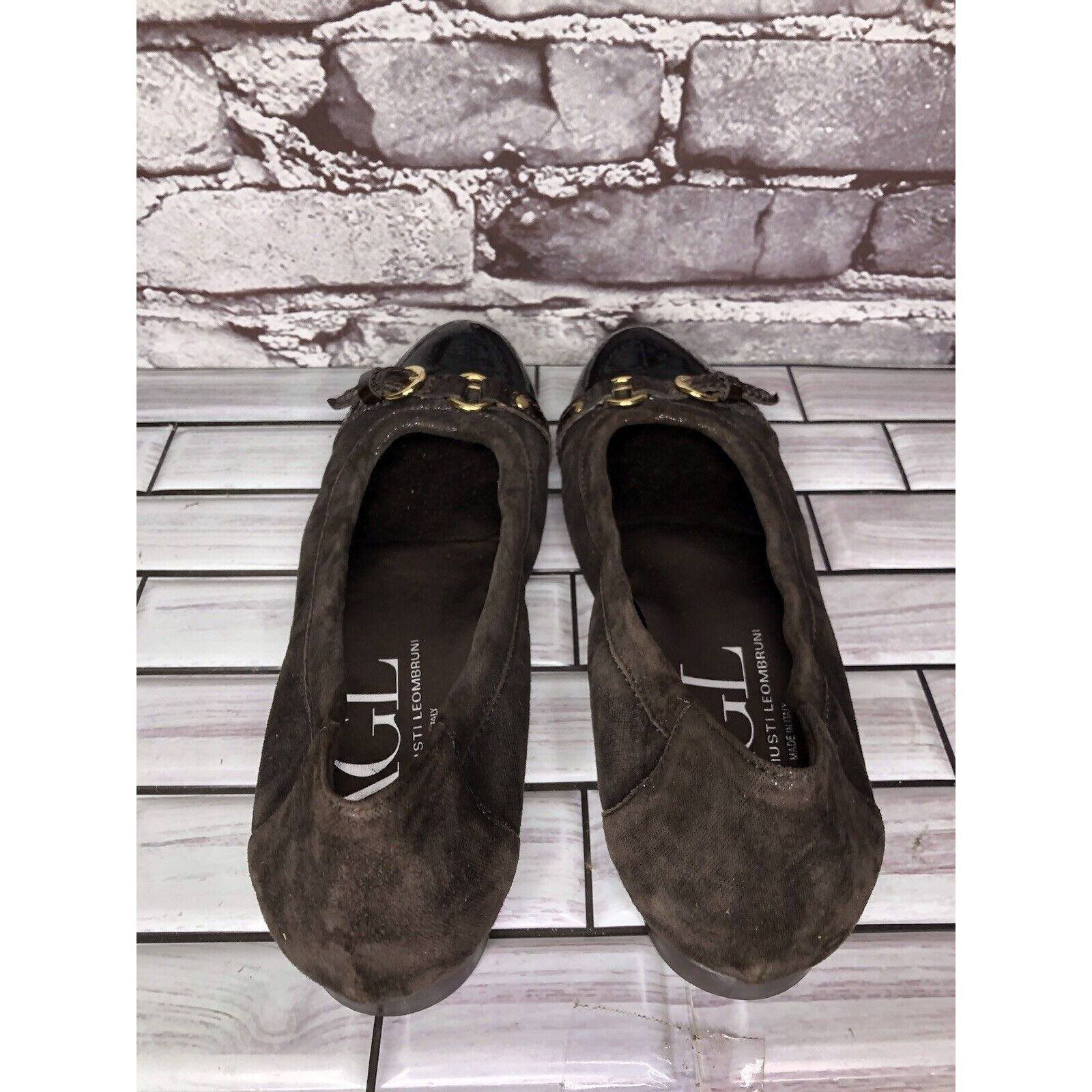 Other AGL Brown Suede Leather Cap Toe Strap Slip On Ballet Shoes W Size US 7.5 / IT 37.5 - 4 Thumbnail